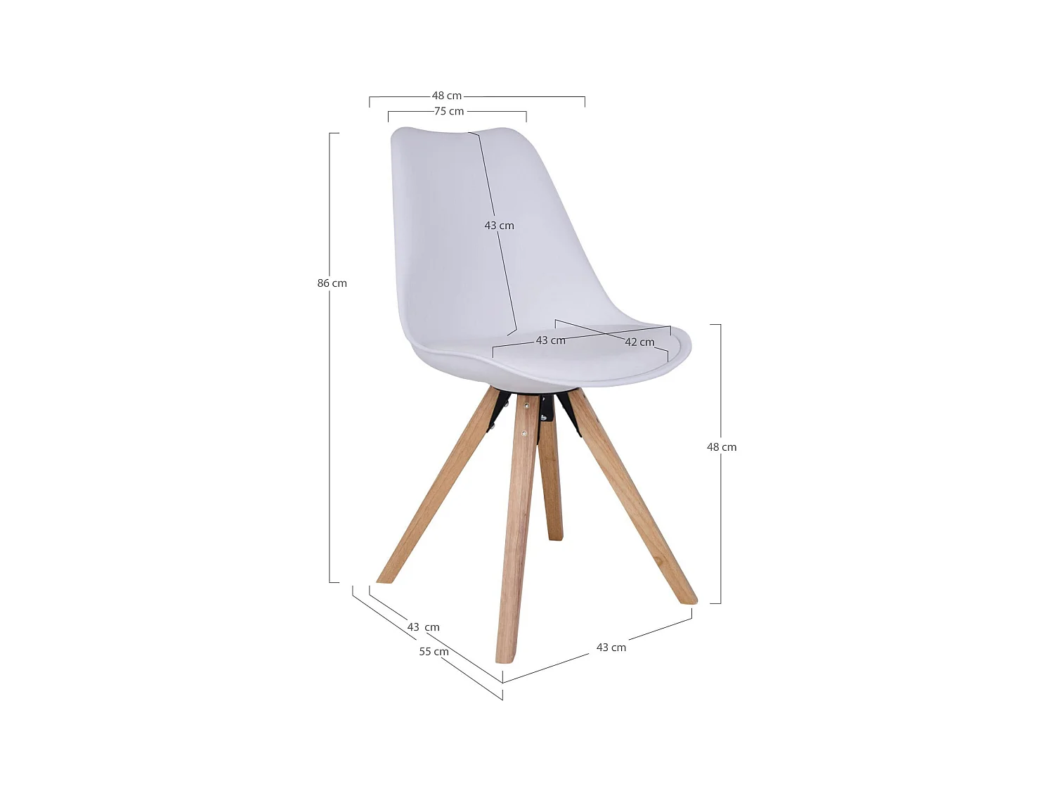 Chaise blanche scandinave pieds bois (lot de 2) LOTA
