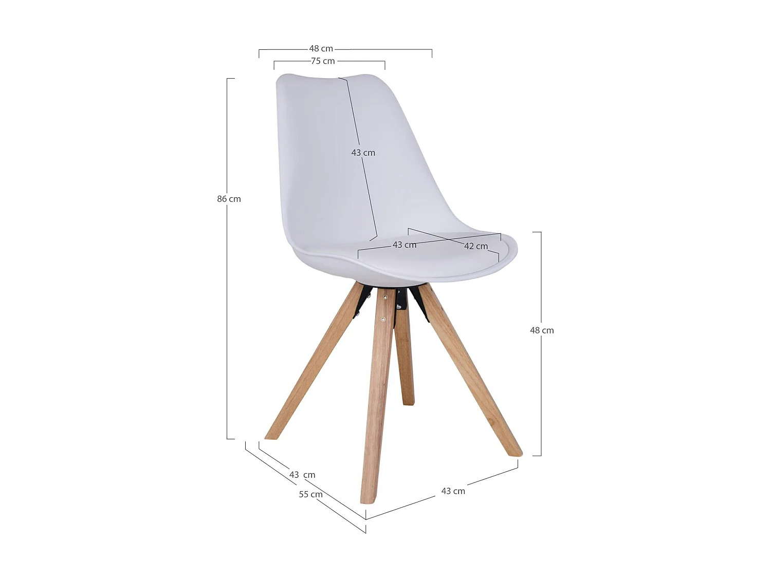 Chaise blanche scandinave pieds bois (lot de 2) LOTA