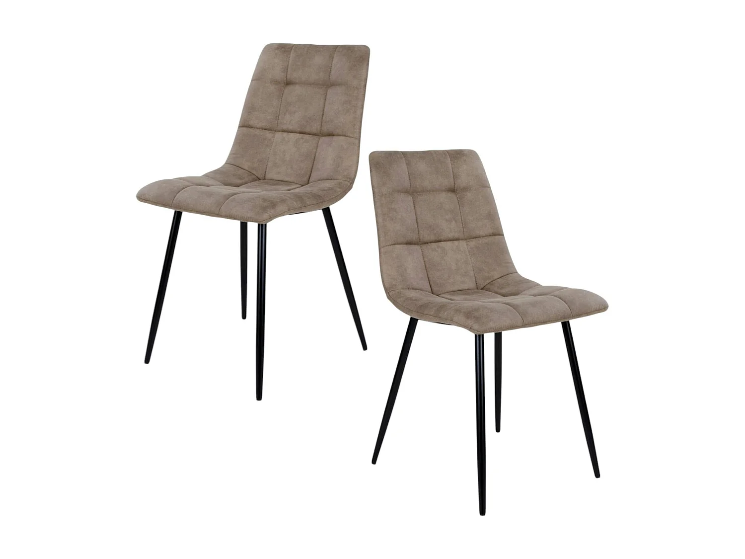 Chaise de salle à manger taupe motif damier (lot de 2) TARAZ