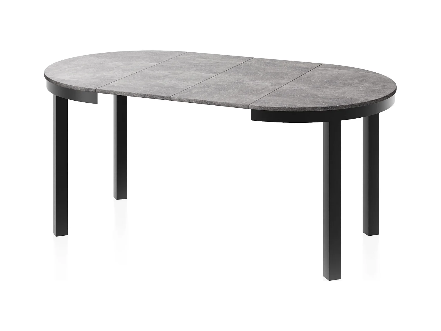 Table à Manger Ronde Extensible avec Pieds Métalliques Noirs – Table Industrielle – Table Gain de Place pour Salon ou Cuisine – 100 cm à 180 cm – Gris Béton