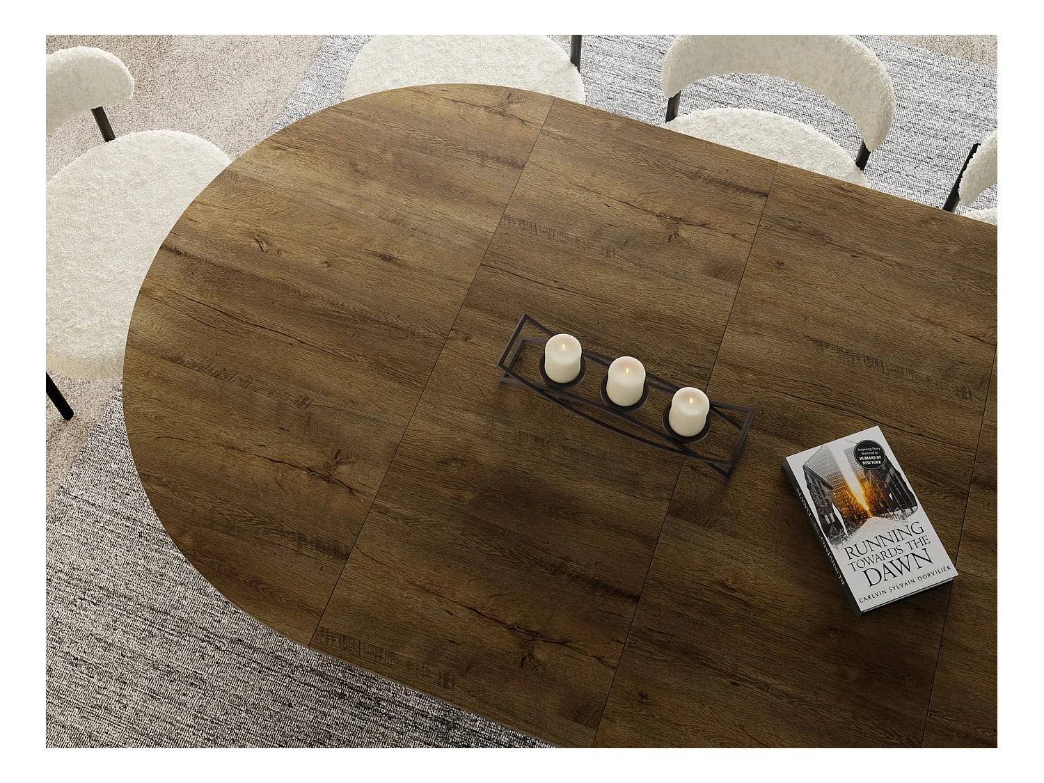 Table à Manger Ronde Extensible avec Lamelles Style Loft 100 cm – Design Industriel avec Pieds en Métal Noir, Gain de Place pour Salon, Salle à Manger – Marron