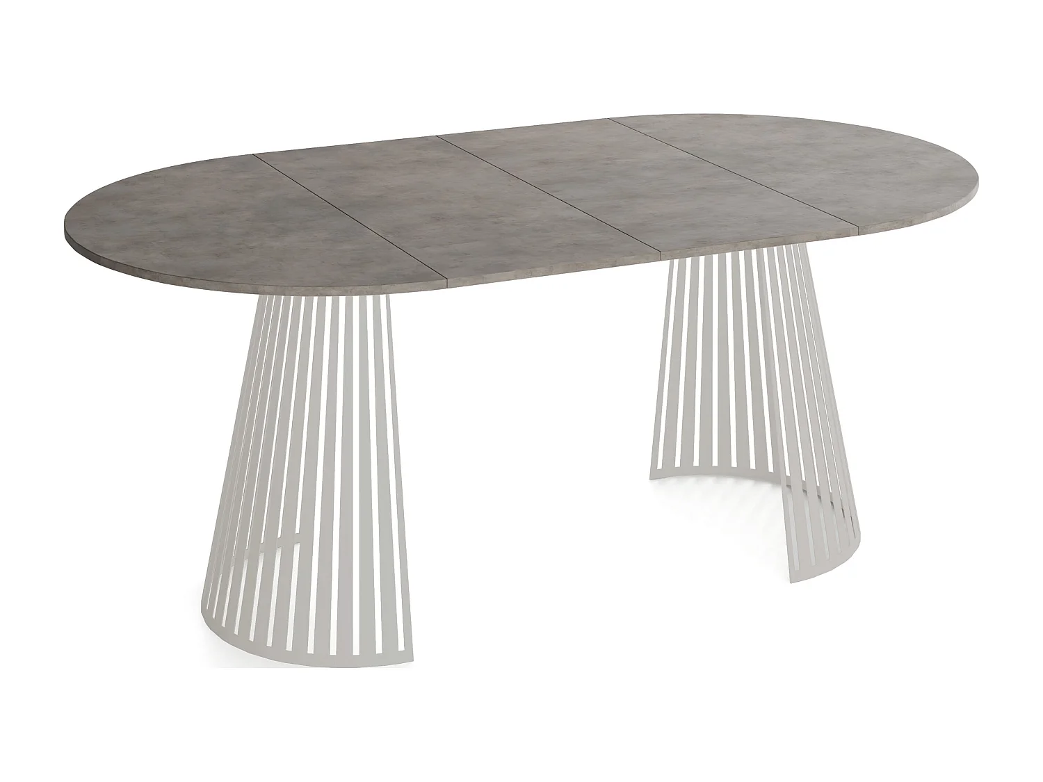 Esstisch Rund Ausziehbar mit Lamellen im Loft-Stil – 100 cm – Industrieller Tisch mit Metallbeinen in Grau-Beige, Platzsparend – Beton-Optik Dunkelgrau