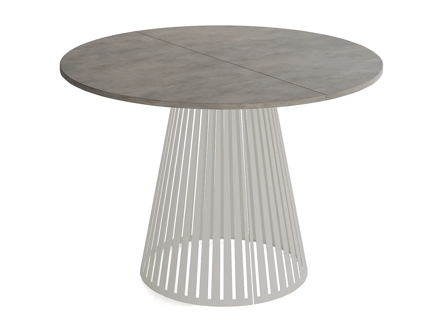 Esstisch Rund Ausziehbar mit Lamellen im Loft-Stil – 100 cm – Industrieller Tisch mit Metallbeinen in Grau-Beige, Platzsparend – Beton-Optik Dunkelgrau