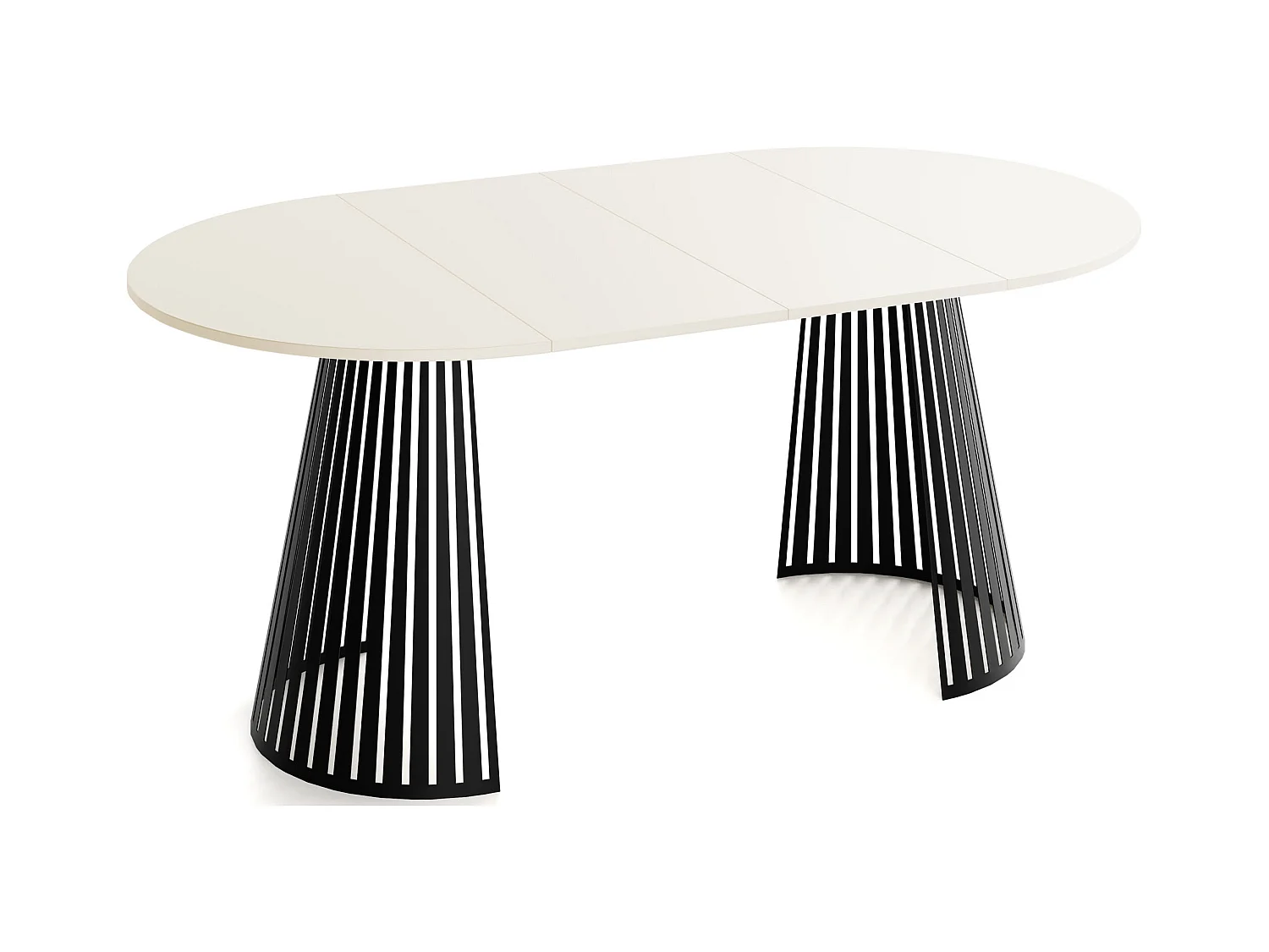Table à Manger Ronde Extensible avec Lamelles Style Loft 100 cm – Design Industriel avec Pieds en Métal Noir, Gain de Place pour Salon – Beige Cachemire
