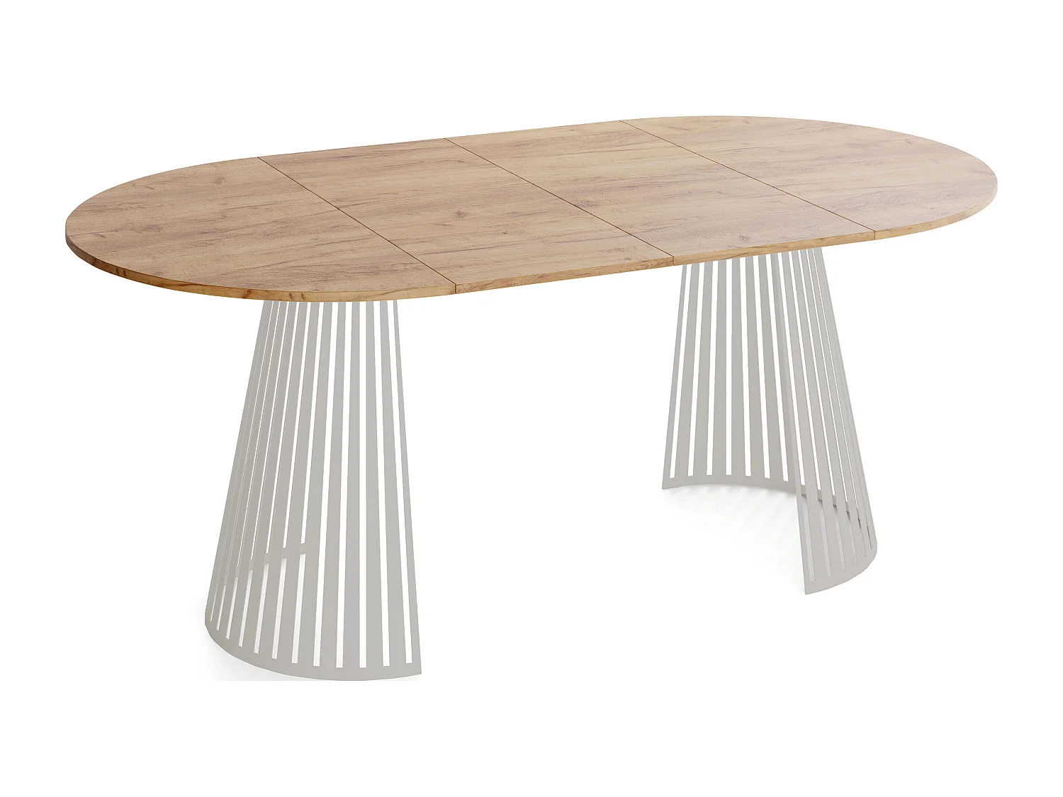 Esstisch Rund Ausziehbar mit Lamellen im Loft-Stil – 120 cm – Industrieller Tisch mit Metallbeinen in Grau-Beige, Platzsparend für Wohnzimmer, Esszimmer – Braun