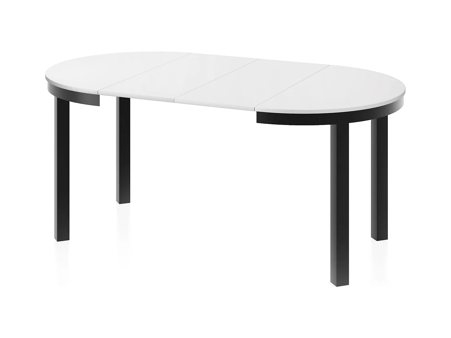 Table à Manger Ronde Extensible avec Pieds Métalliques Noirs – Table Industrielle – Table Gain de Place pour Salon ou Cuisine – 100 cm à 180 cm – Blanc