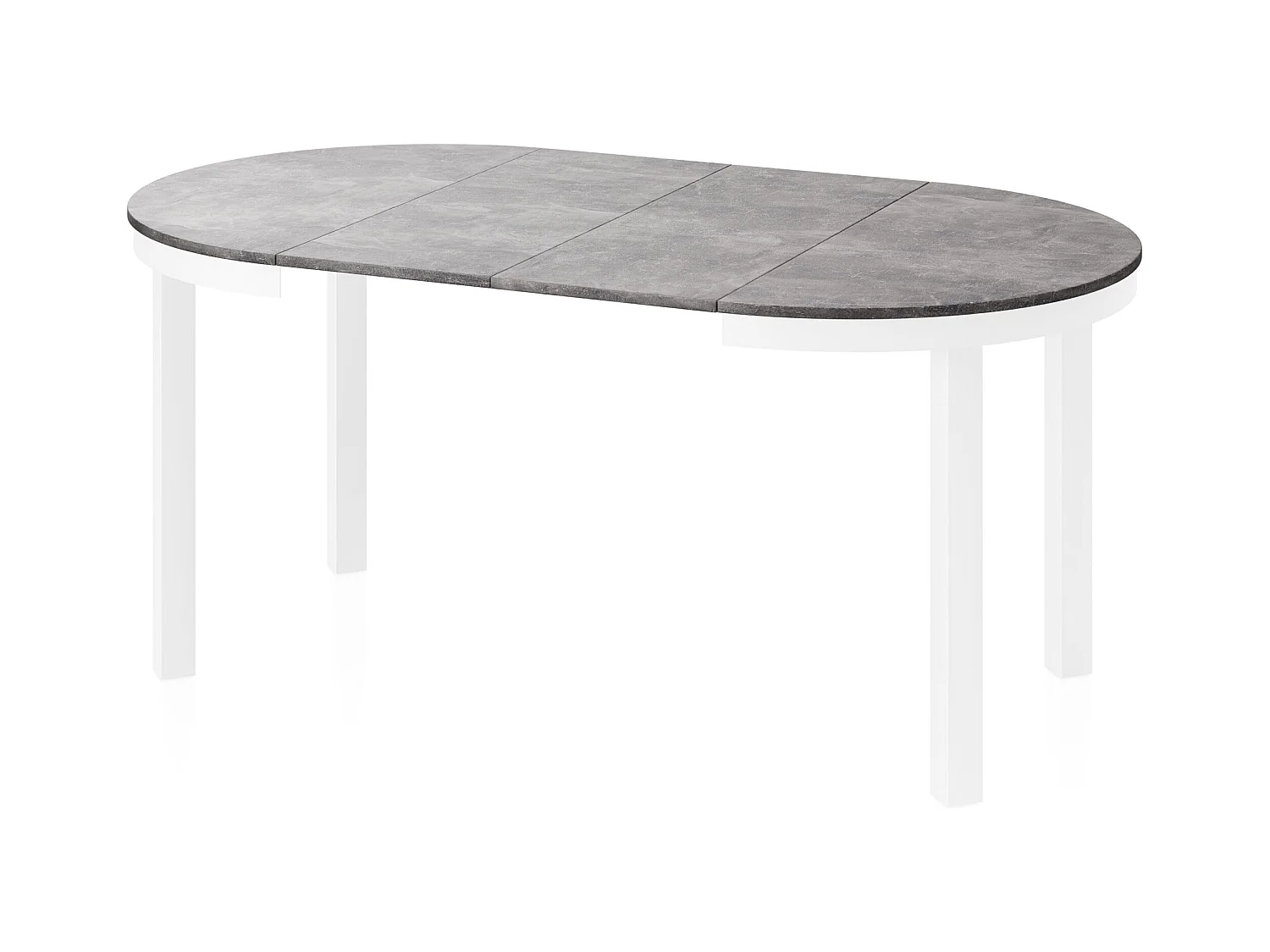 Table à Manger Ronde Extensible avec Pieds Métalliques Blancs – Table Industrielle – Table Gain de Place pour Salon ou Cuisine – 100 cm à 180 cm – Gris Béton