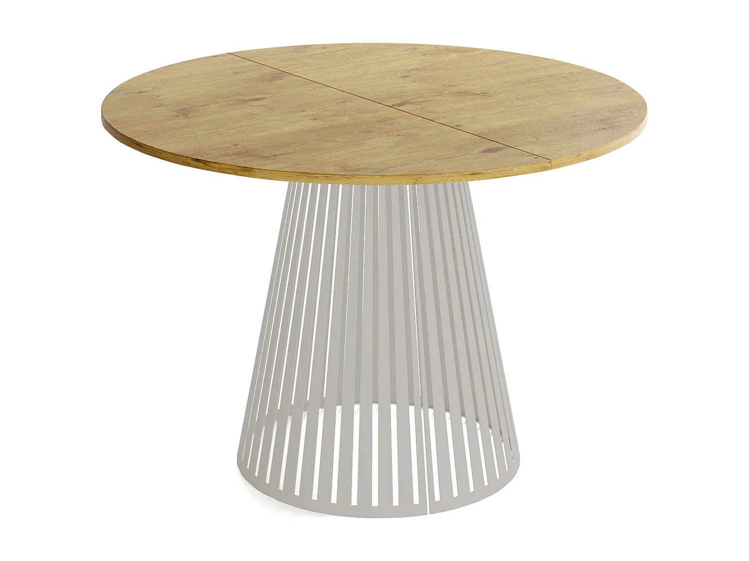 Esstisch Rund Ausziehbar mit Lamellen im Loft-Stil – 100 cm – Industrieller Tisch mit Metallbeinen in Grau-Beige, Platzsparend für Wohnzimmer Esszimmer – Braun