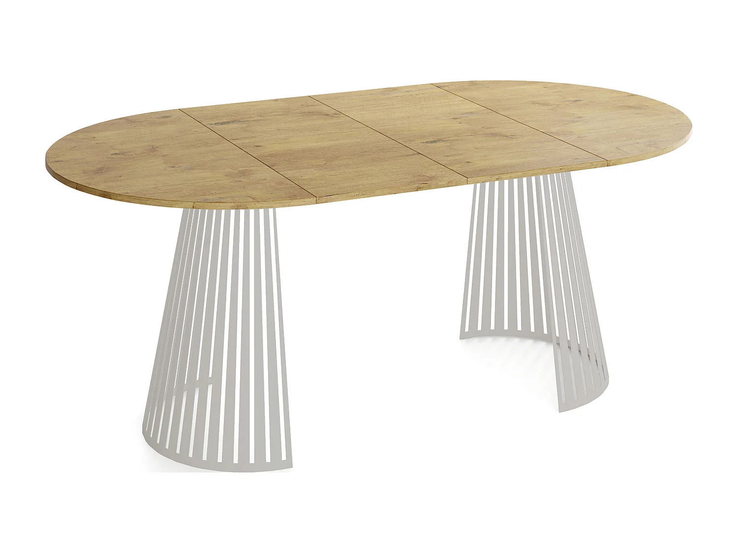 Esstisch Rund Ausziehbar mit Lamellen im Loft-Stil – 100 cm – Industrieller Tisch mit Metallbeinen in Grau-Beige, Platzsparend für Wohnzimmer Esszimmer – Braun