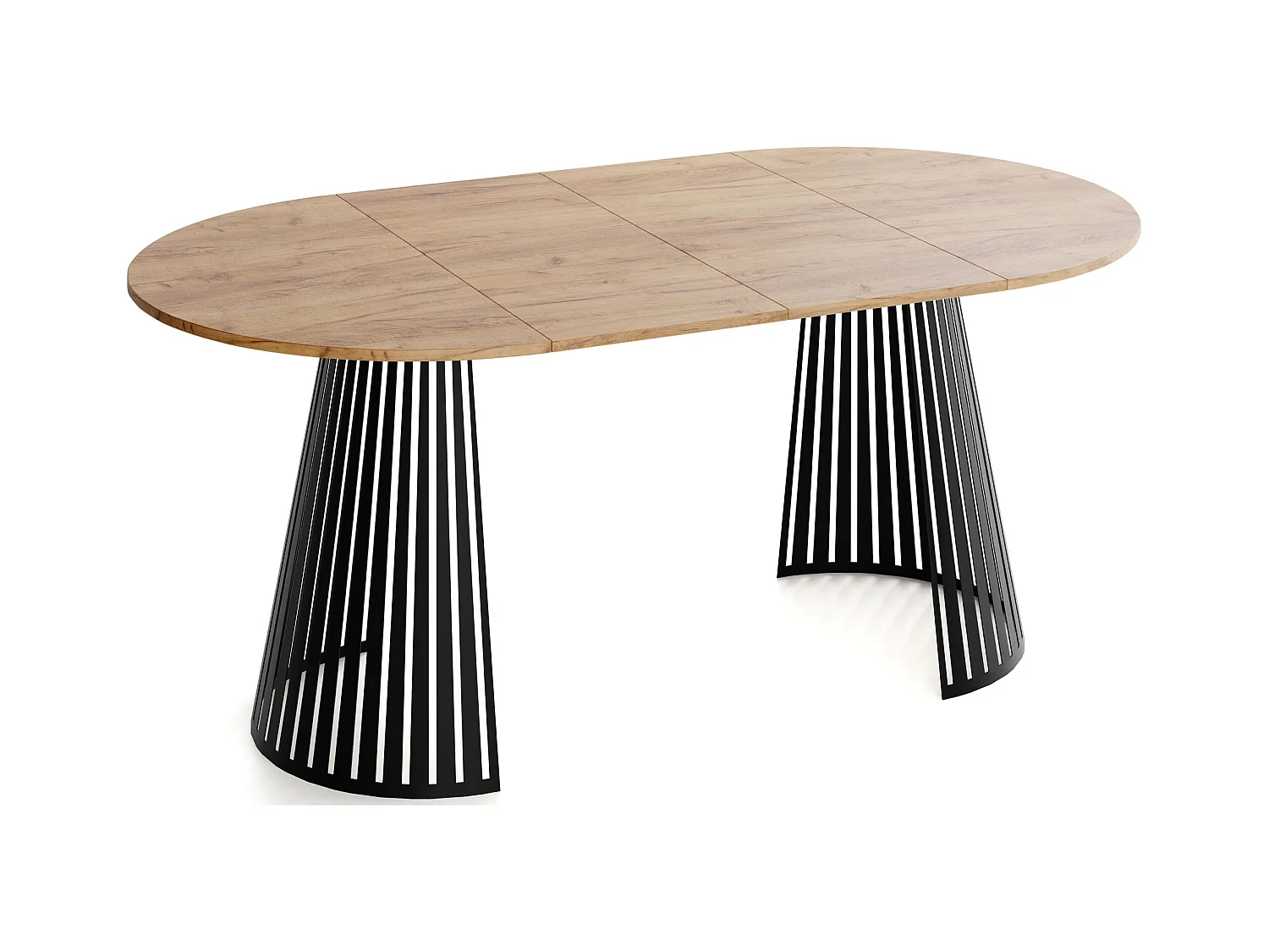 Table à Manger Ronde Extensible avec Lamelles Style Loft 100 cm – Design Industriel avec Pieds en Métal Noir, Gain de Place pour Salon, Salle à Manger – Marron