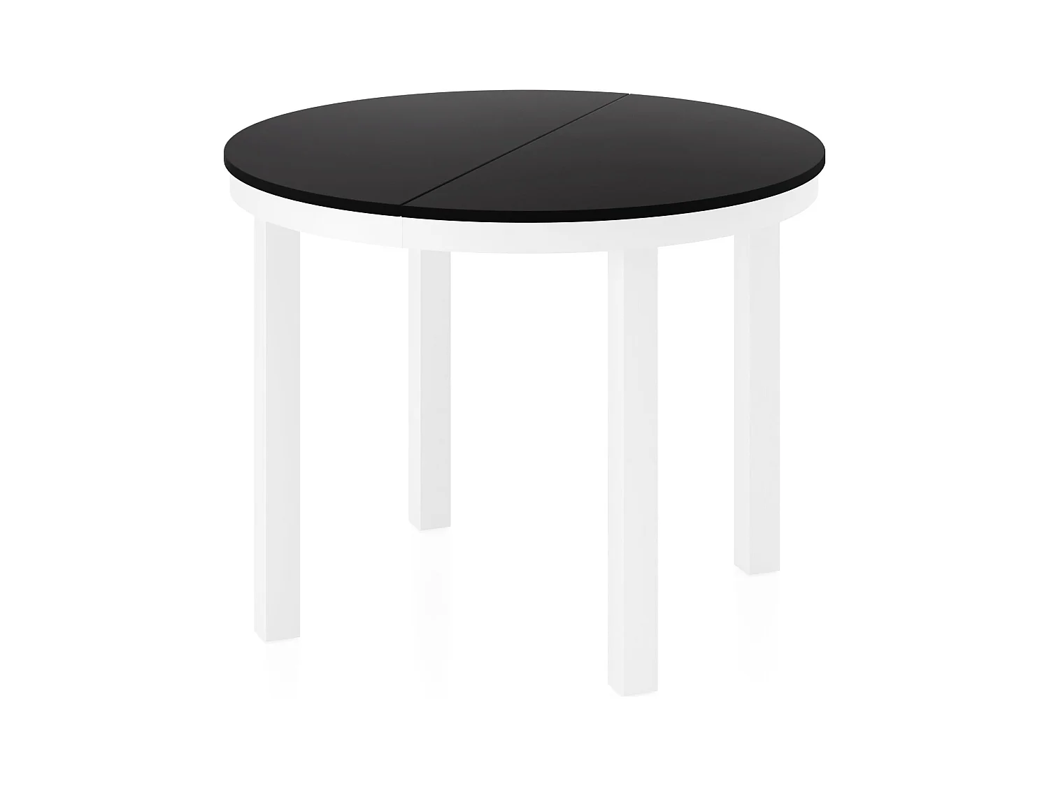 Table à Manger Ronde Extensible avec Pieds Métalliques Blancs – Table Industrielle – Table Gain de Place pour Salon ou Cuisine – 100 cm à 180 cm – Noir