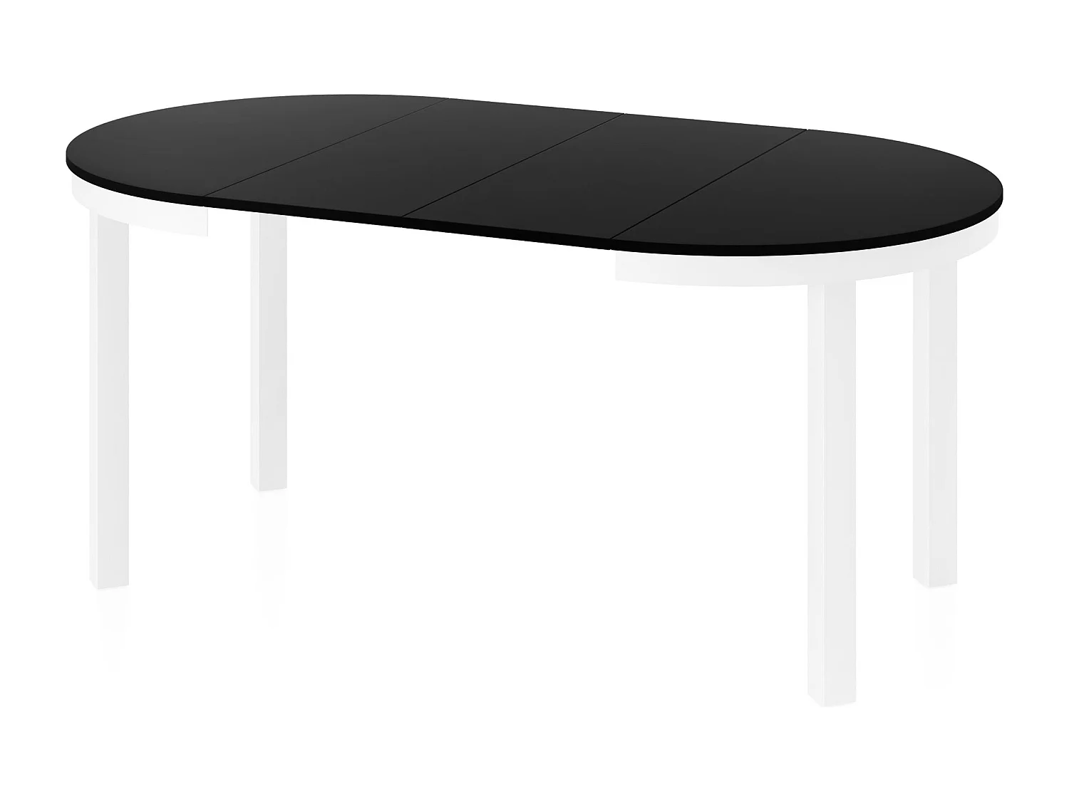 Runder Ausziehbarer Esstisch mit Weißem Metallgestell – Platzsparender Tisch im Loft-Stil für Wohnzimmer – Schwarz mit Weißen Metallbeinen – 100 bis 180 cm