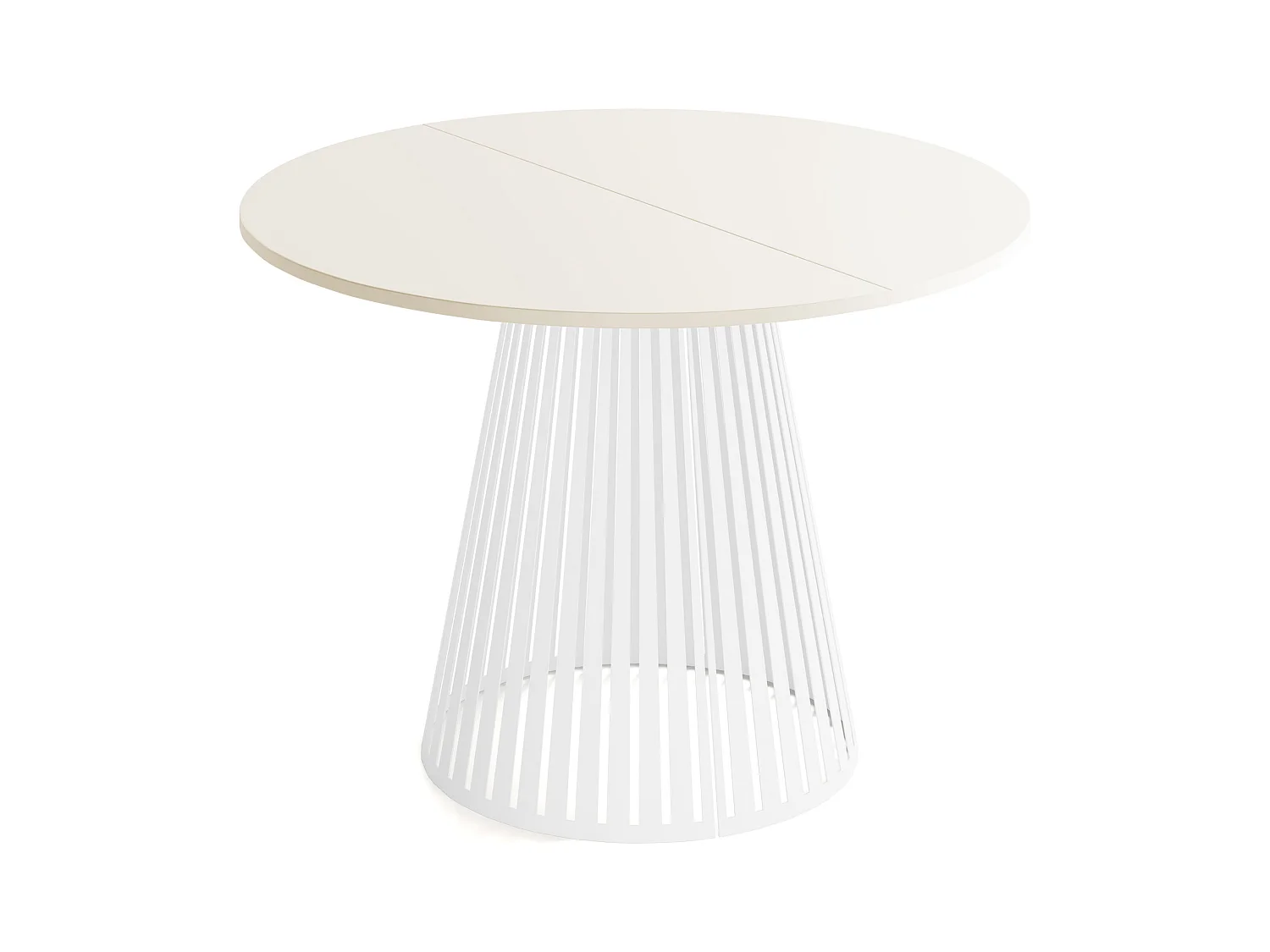 Table à Manger Ronde Extensible Style Loft – 100 à 180 cm – Design Industriel avec Pieds en Métal Blanc, Gain de Place pour Salon Salle à Manger – Beige Cachemire