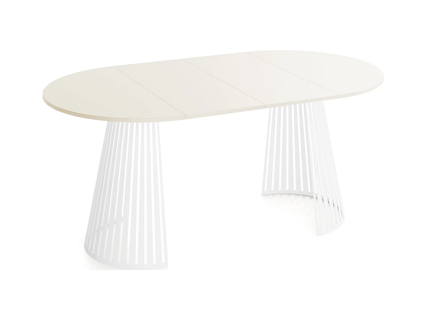 Table à Manger Ronde Extensible Style Loft – 100 à 180 cm – Design Industriel avec Pieds en Métal Blanc, Gain de Place pour Salon Salle à Manger – Beige Cachemire