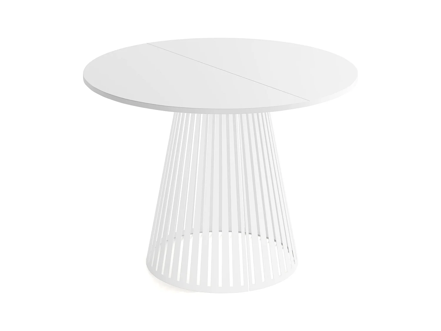Table à Manger Ronde Extensible Style Loft – 100 à 180 cm – Design Industriel avec Pieds en Métal Blanc, Gain de Place pour Salon ou Salle à Manger – Blanc