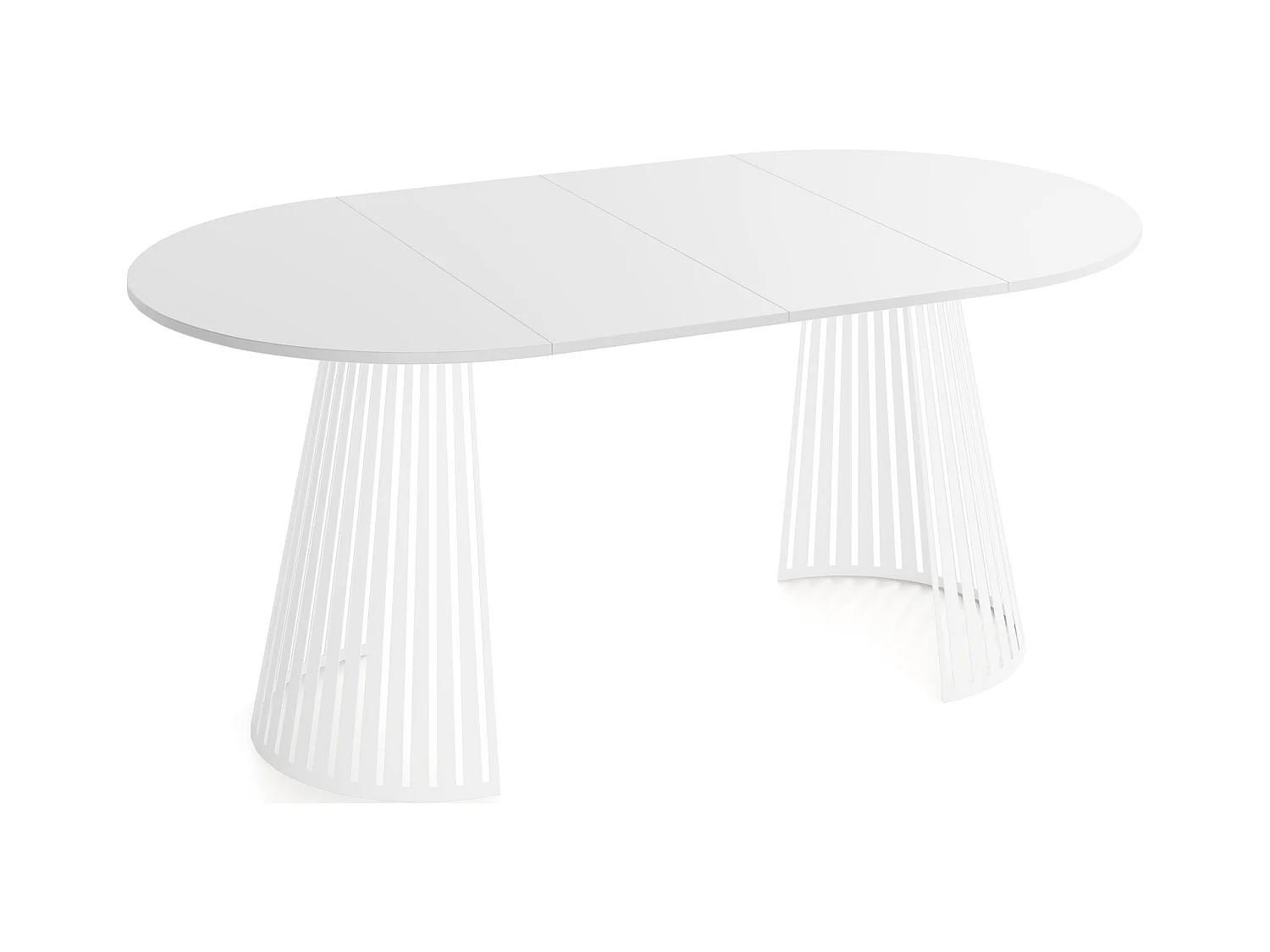 Table à Manger Ronde Extensible Style Loft – 120 à 200 cm – Design Industriel avec Pieds en Métal Blanc, Gain de Place pour Salon ou Salle à Manger – Blanc