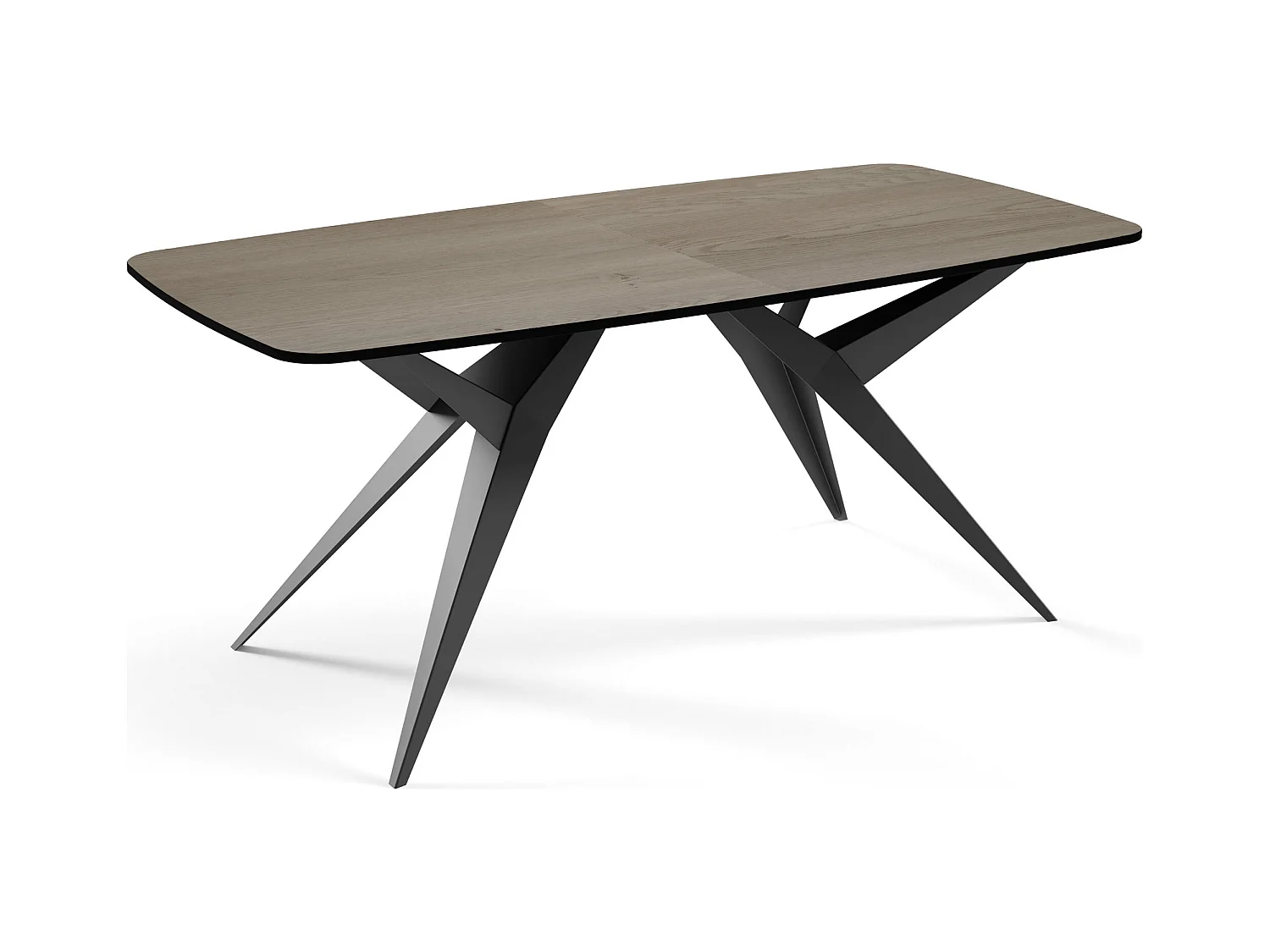 Table à Manger Extensible Style Loft – Rectangulaire Pieds en Métal Noir – Design Industriel avec Coins Arrondis – Table pour 10-14 Personnes – 200 à 280 cm Marron