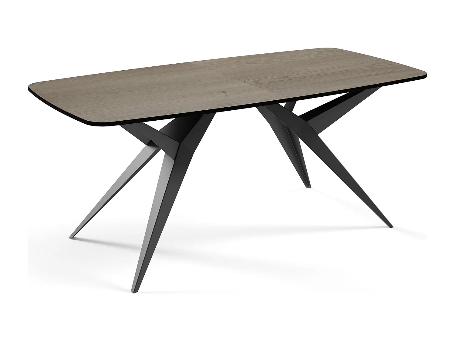 Table à Manger Extensible Style Loft – Rectangulaire Pieds en Métal Noir – Design Industriel avec Coins Arrondis – Table pour 10-14 Personnes – 200 à 280 cm Marron