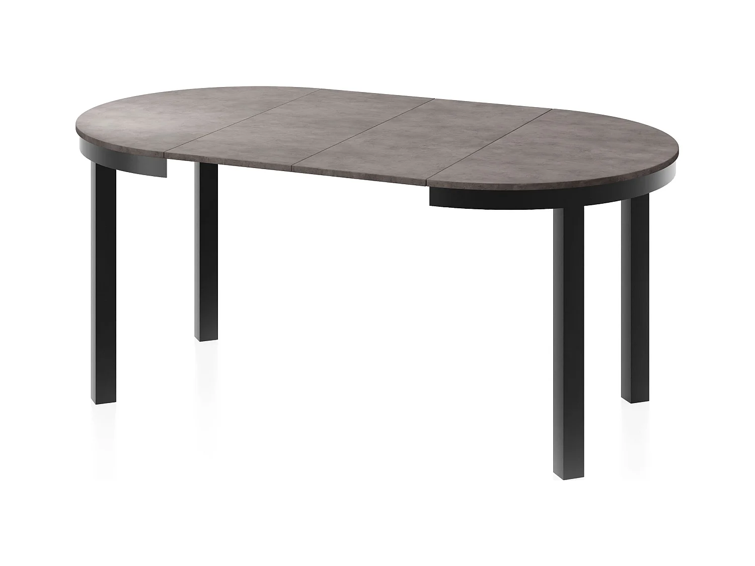 Table à Manger Ronde Extensible avec Pieds Métalliques Noirs – Table Industrielle – Table Gain de Place pour Salon ou Cuisine – 100 cm à 180 cm – Gris Béton Foncé