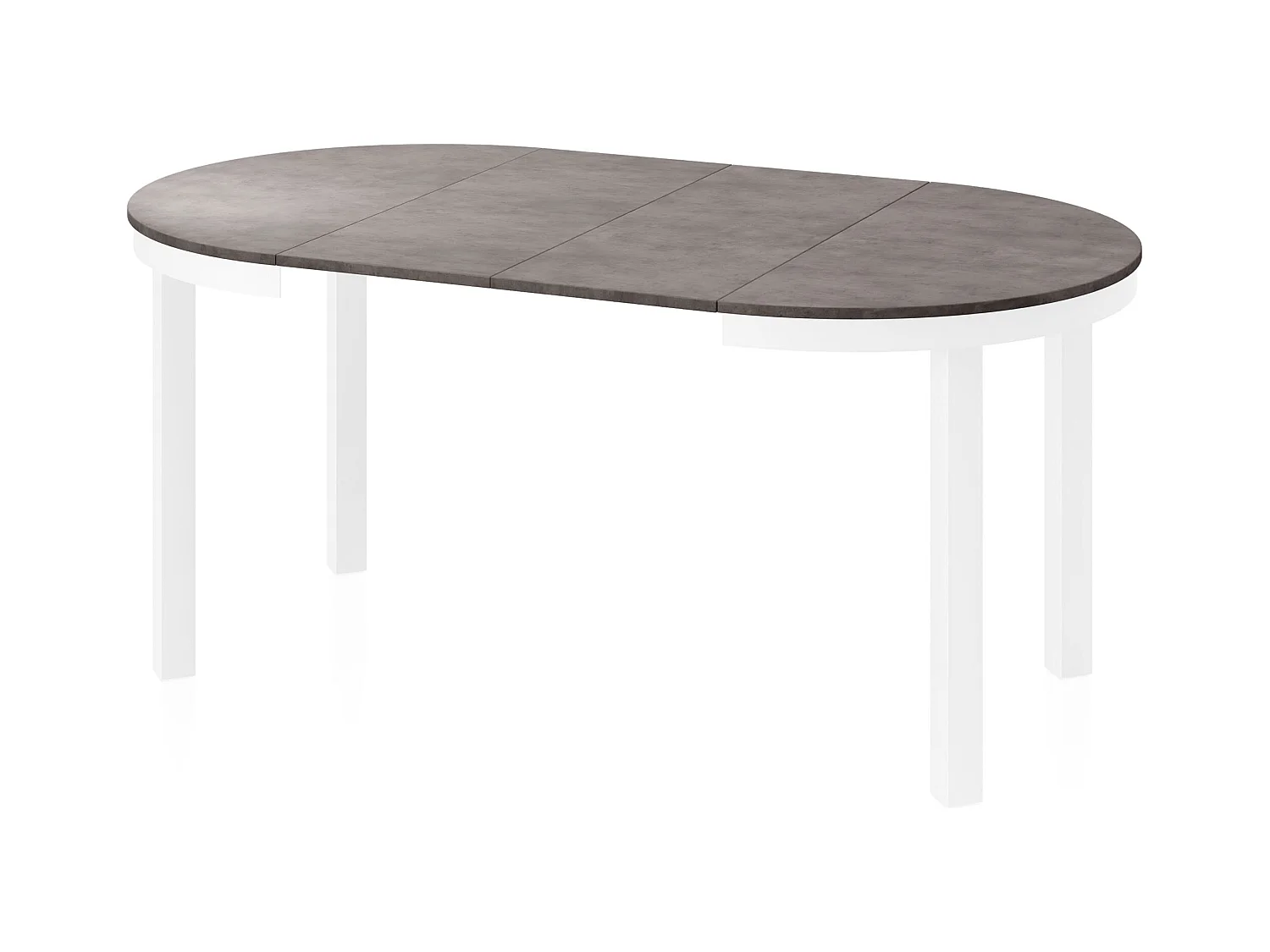 Table à Manger Ronde Extensible avec Pieds Métalliques Blancs – Table Industrielle – Table Gain de Place pour Salon ou Cuisine – 100 cm à 180 cm – Gris Béton Foncé