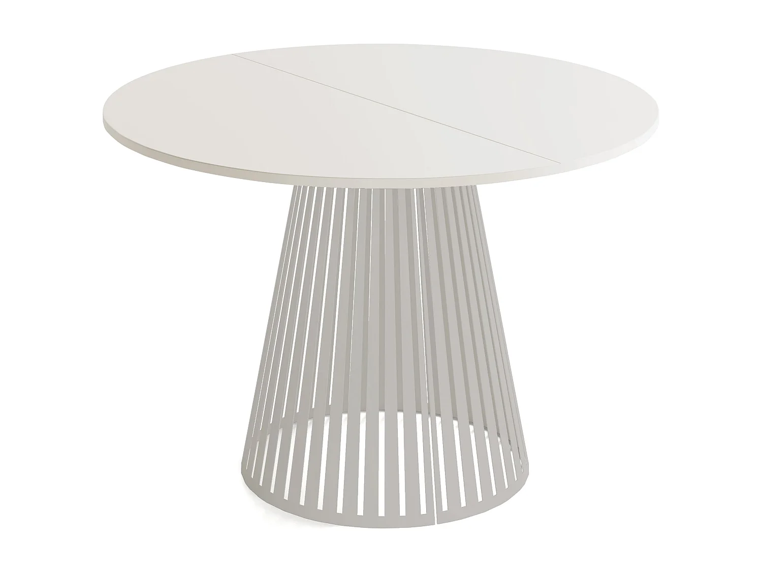 Esstisch Rund Ausziehbar mit Lamellen im Loft-Stil – 120 cm – Industrieller Tisch mit Metallbeinen in Grau-Beige, Platzsparend für Wohnzimmer – Grau-Beige