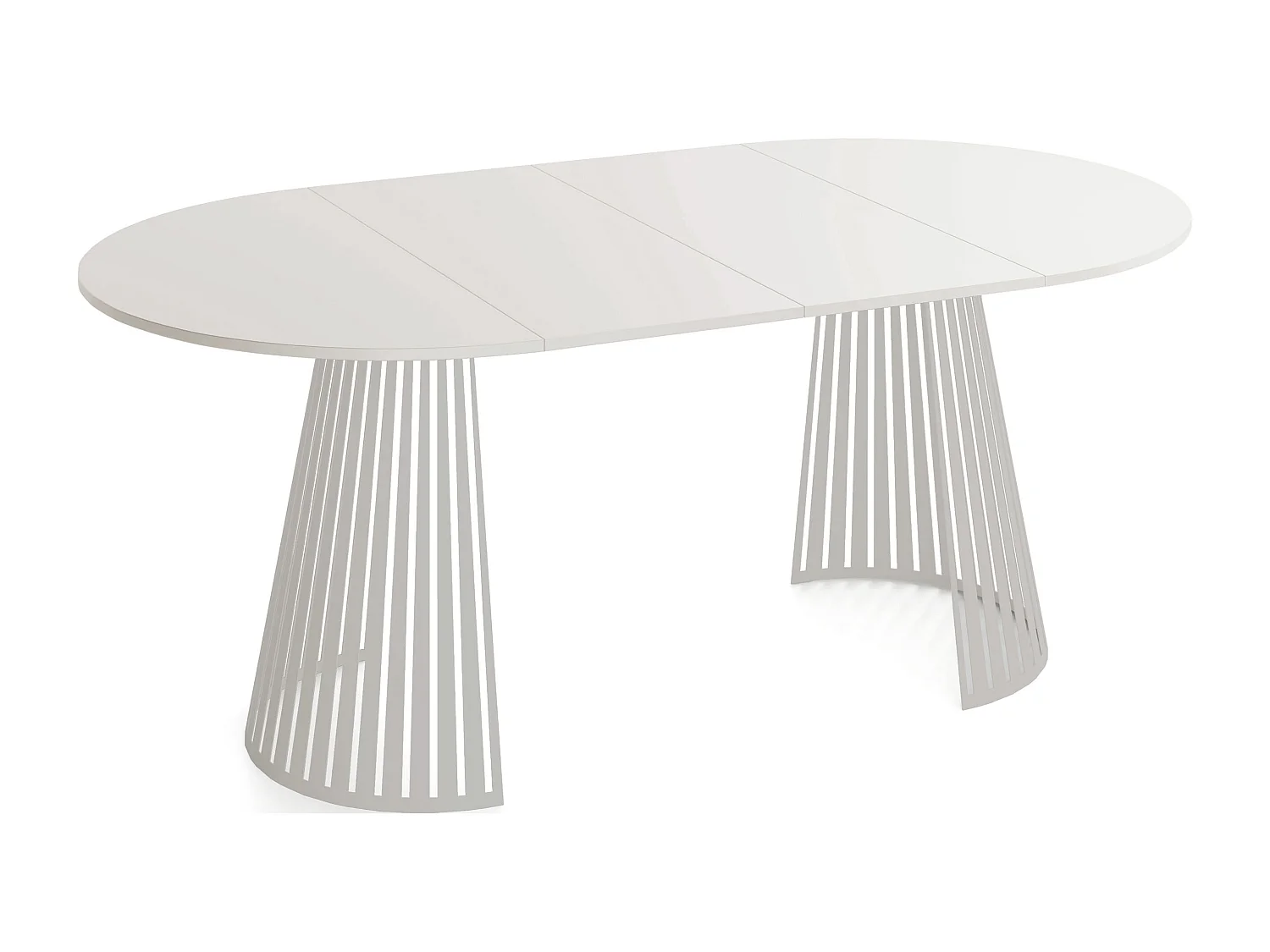 Esstisch Rund Ausziehbar mit Lamellen im Loft-Stil – 120 cm – Industrieller Tisch mit Metallbeinen in Grau-Beige, Platzsparend für Wohnzimmer – Grau-Beige