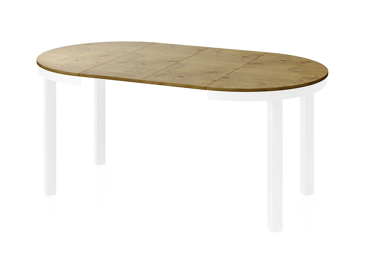 Table à Manger Ronde Extensible avec Pieds Métalliques Blancs – Table Industrielle – Table Gain de Place pour Salon ou Cuisine – 100 cm à 180 cm – Chêne Lancelot