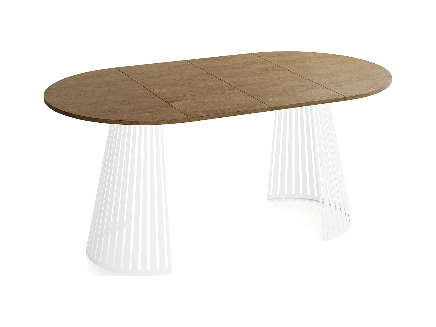 Table à Manger Ronde Extensible Style Loft – 100 à 180 cm – Design Industriel avec Pieds en Métal Blanc, Gain de Place pour Salon ou Salle à Manger – Marron