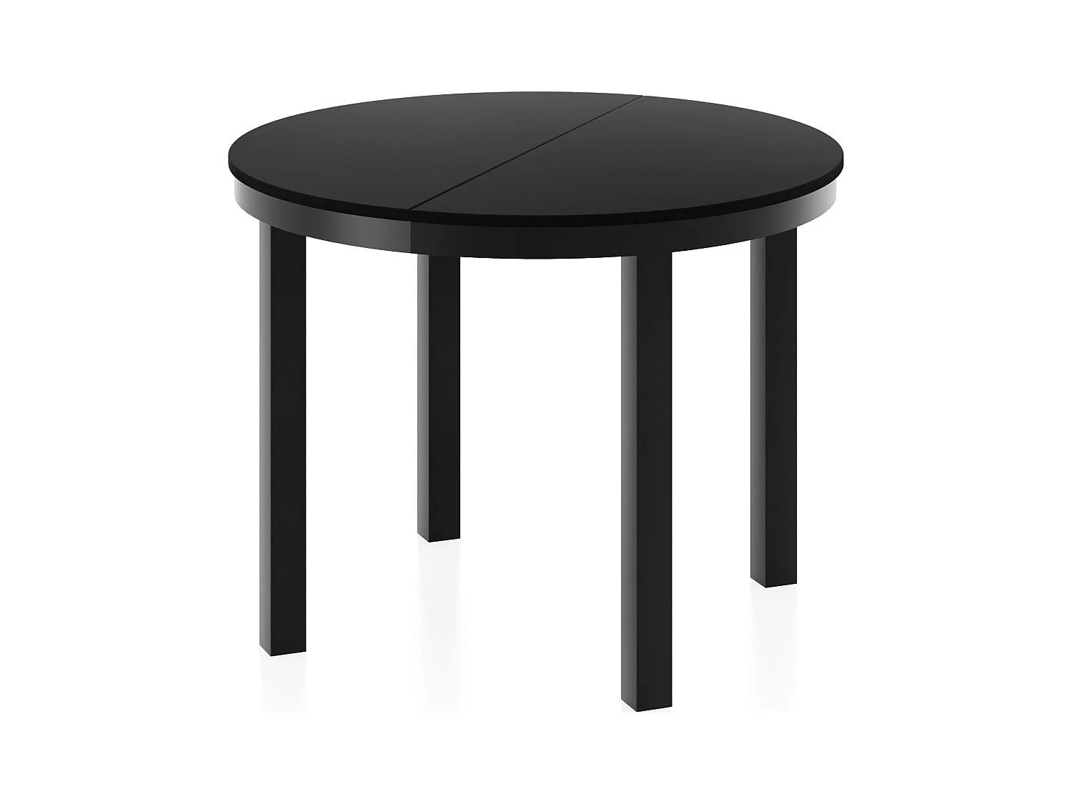 Table à Manger Ronde Extensible avec Pieds Métalliques Noirs – Table Industrielle – Table Gain de Place pour Salon ou Cuisine – 100 cm à 180 cm – Noir