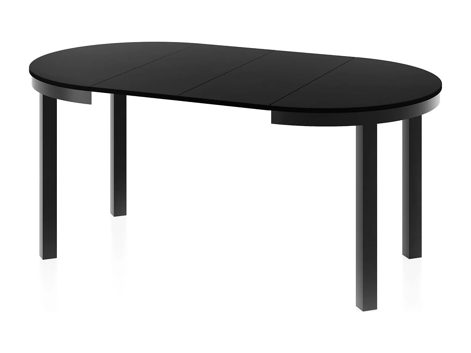 Runder Ausziehbarer Esstisch mit Schwarzem Metallgestell – Platzsparender Tisch im Loft-Stil – Schwarz mit Schwarzen Metallbeinen – 100 bis 180 cm