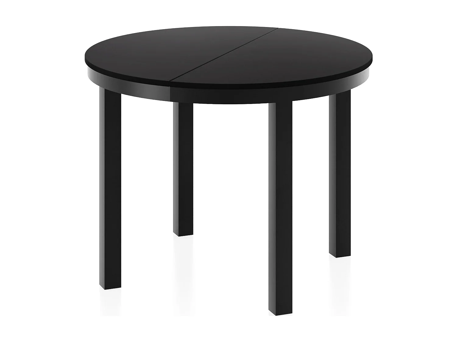 Runder Ausziehbarer Esstisch mit Schwarzem Metallgestell – Platzsparender Tisch im Loft-Stil – Schwarz mit Schwarzen Metallbeinen – 100 bis 180 cm