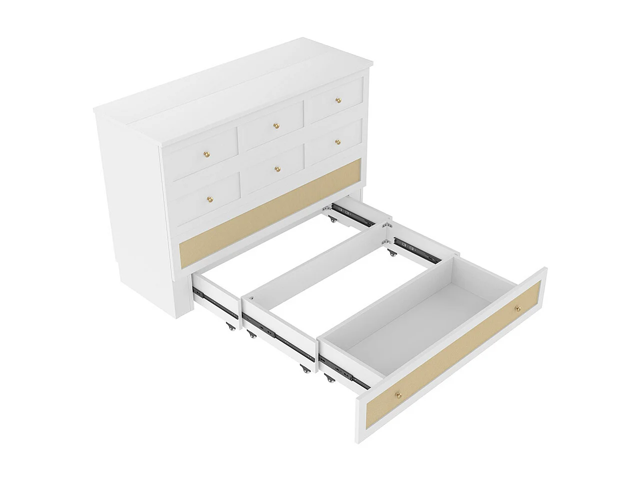 Lit escamotable mobile 140x200 cm tiroirs pied étagère tête USB électrique sans matelas blanc