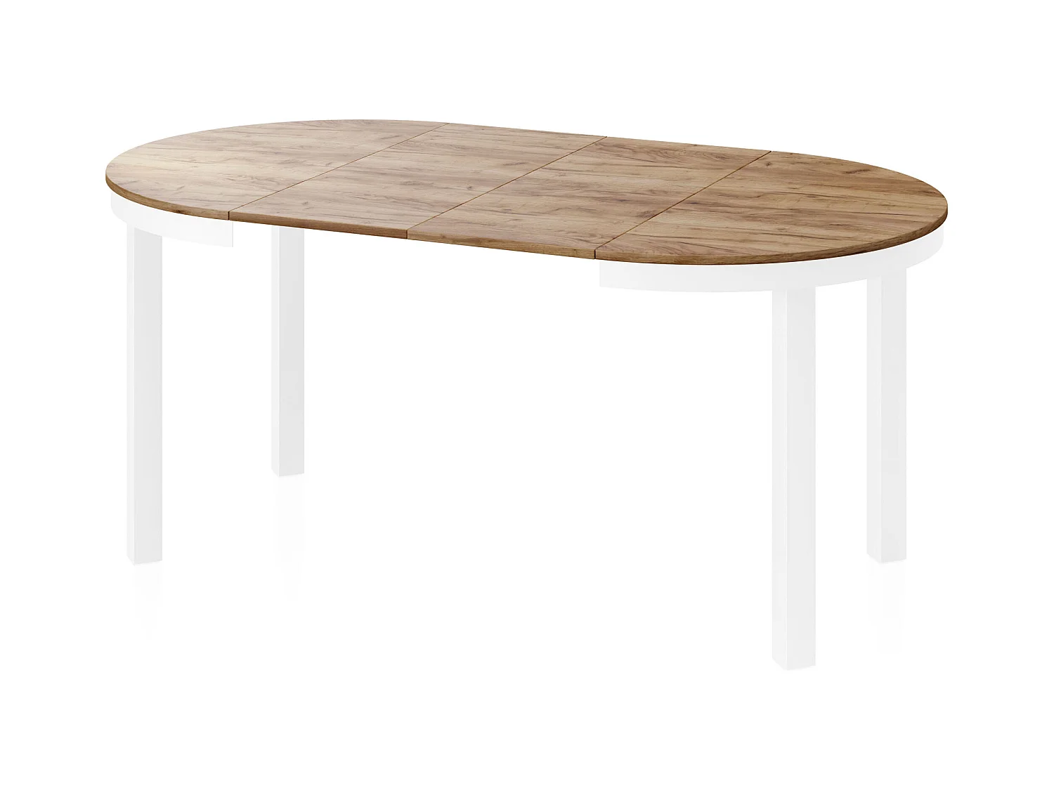 Table à Manger Ronde Extensible avec Pieds Métalliques Blancs – Table Industrielle – Table Gain de Place pour Salon ou Cuisine – 100 cm à 180 cm – Chêne Craft
