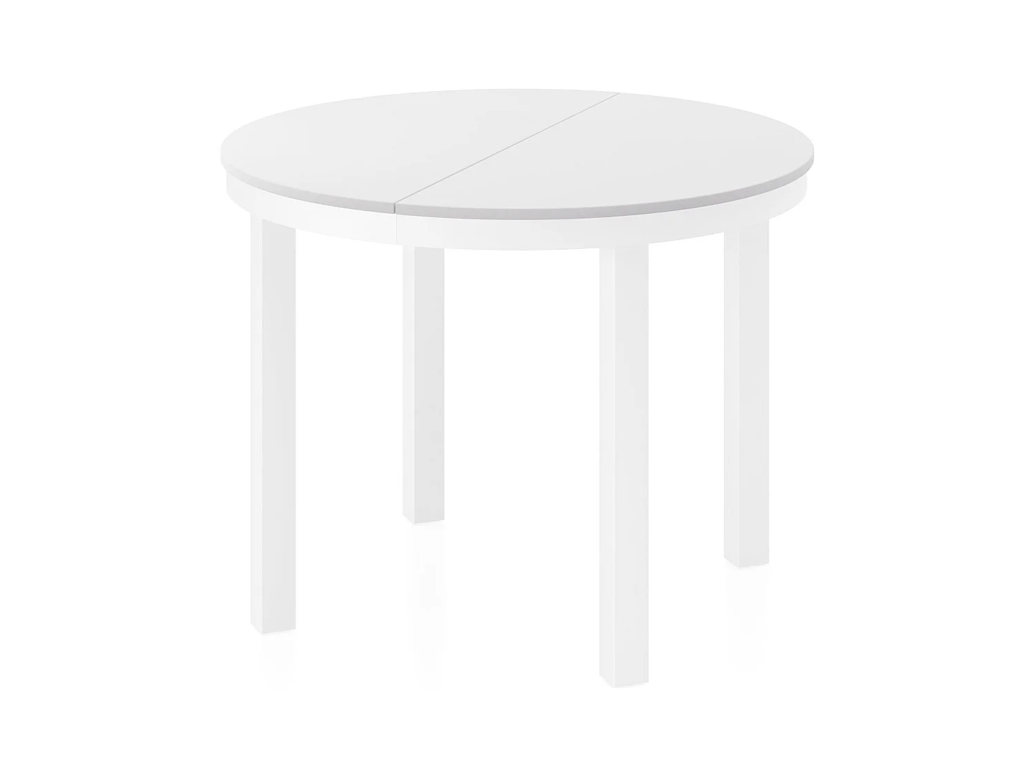 Table à Manger Ronde Extensible avec Pieds Métalliques Blancs – Table Industrielle – Table Gain de Place pour Salon ou Cuisine – 100 cm à 180 cm – Blanc