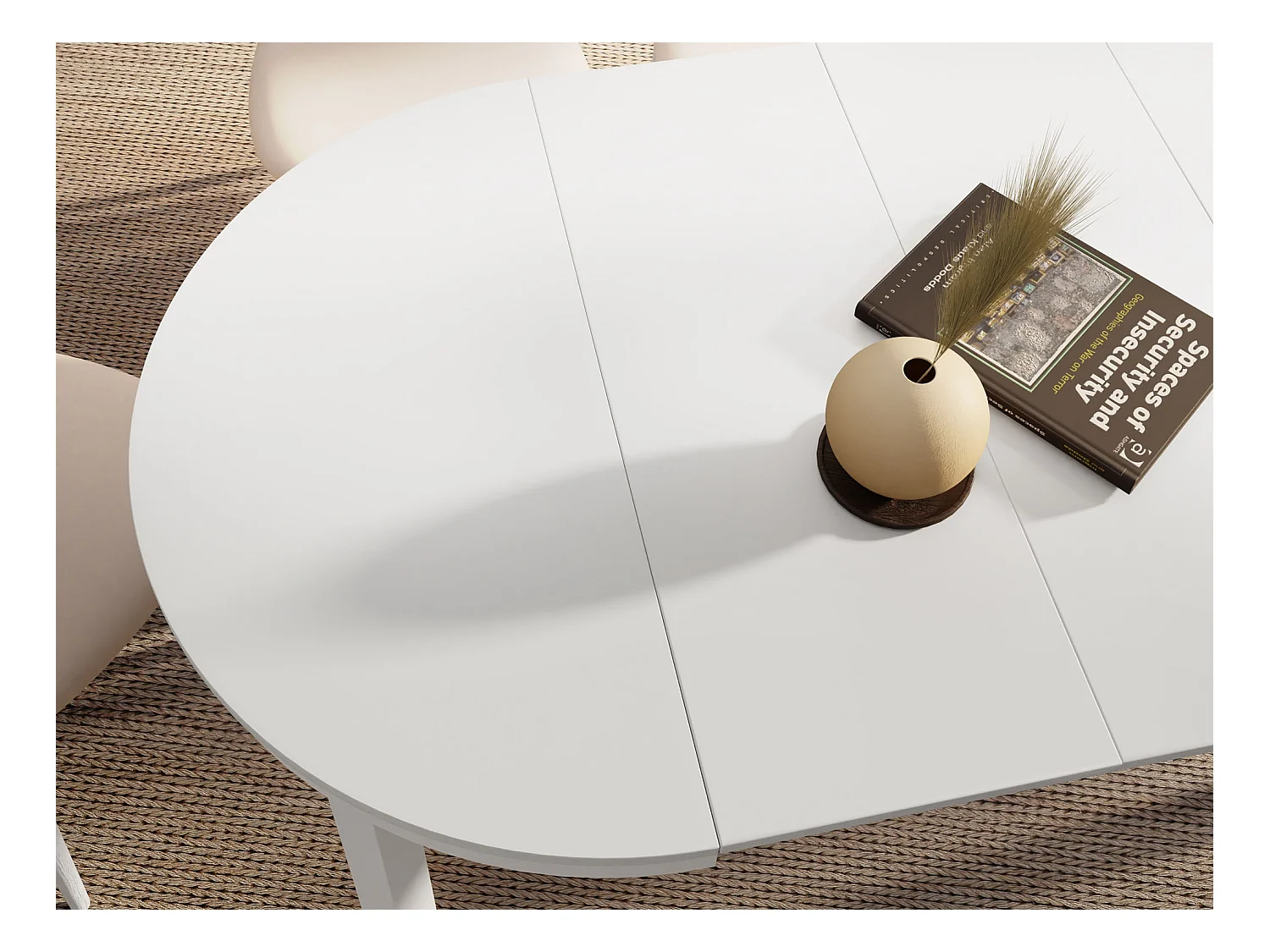 Table à Manger Ronde Extensible avec Pieds Métalliques Blancs – Table Industrielle – Table Gain de Place pour Salon ou Cuisine – 100 cm à 180 cm – Blanc