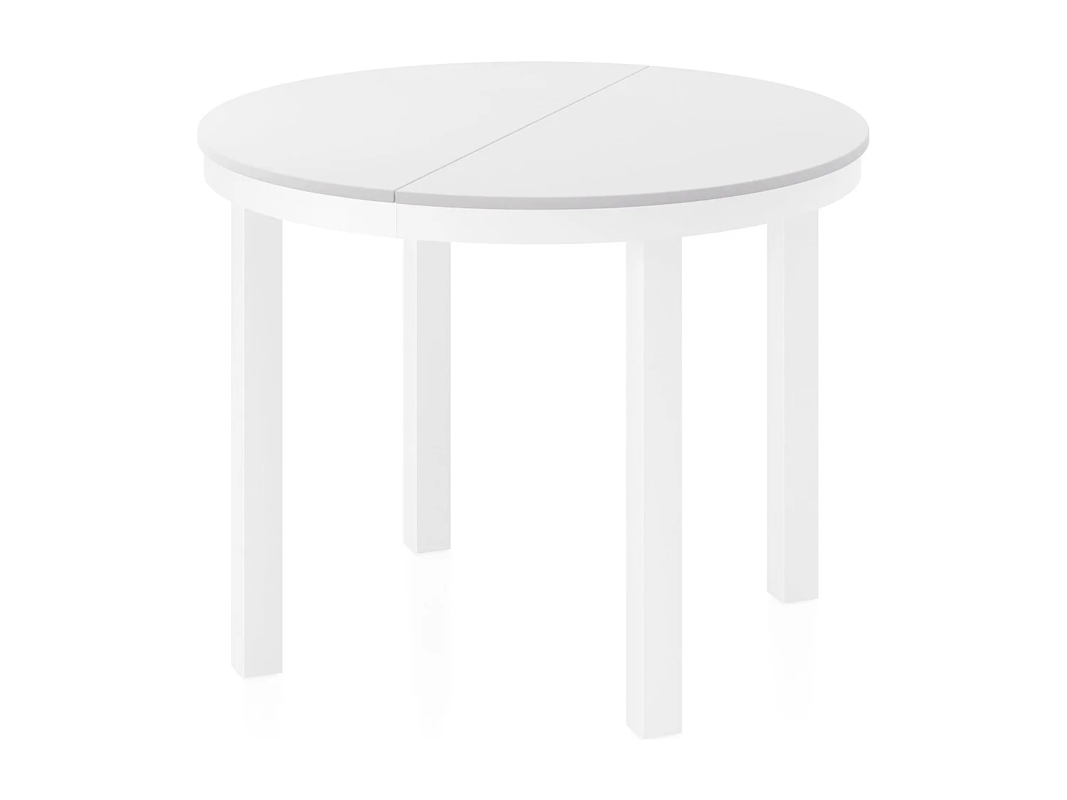 Runder Ausziehbarer Esstisch mit Weißem Metallgestell – Platzsparender Tisch im Loft-Stil für Wohnzimmer – Weiß mit Weißen Metallbeinen – 100 bis 180 cm