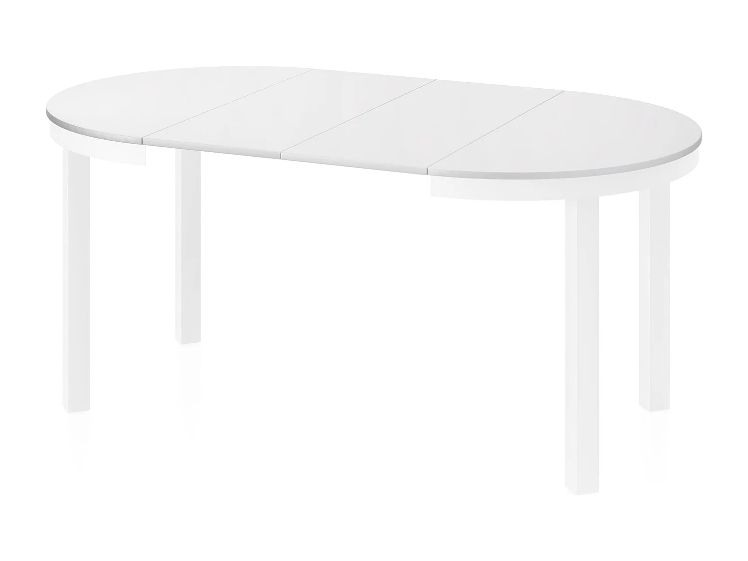 Runder Ausziehbarer Esstisch mit Weißem Metallgestell – Platzsparender Tisch im Loft-Stil für Wohnzimmer – Weiß mit Weißen Metallbeinen – 100 bis 180 cm