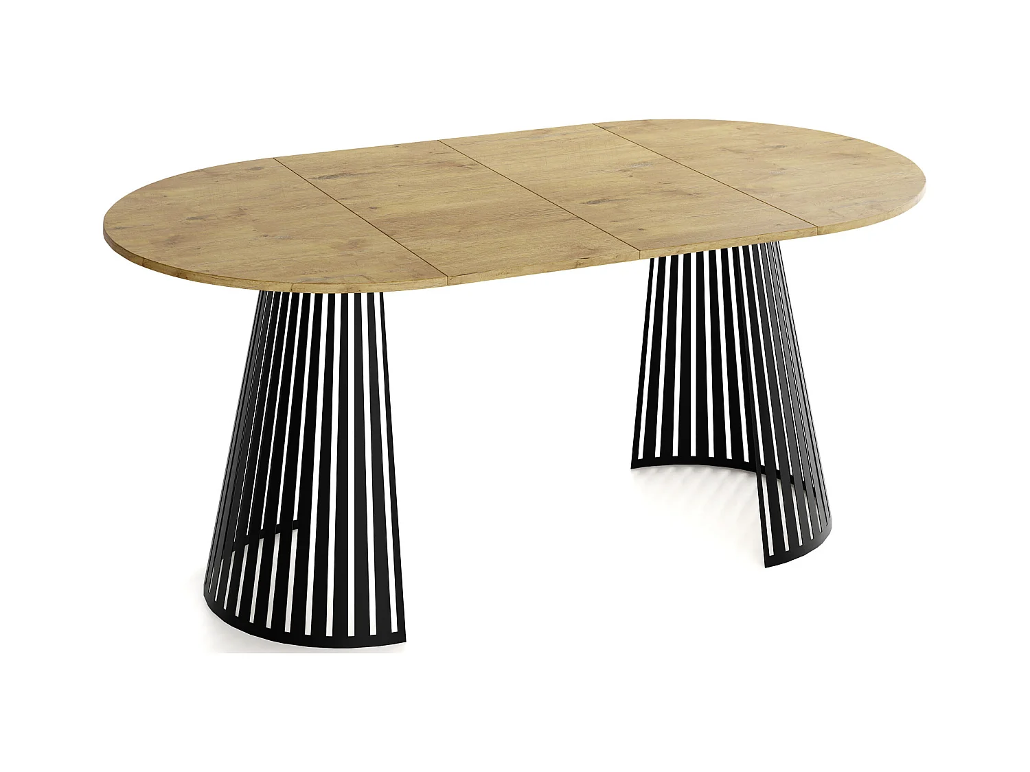 Table à Manger Ronde Extensible avec Lamelles Style Loft 100 cm – Design Industriel avec Pieds en Métal Noir, Gain de Place pour Salon, Salle à Manger – Marron