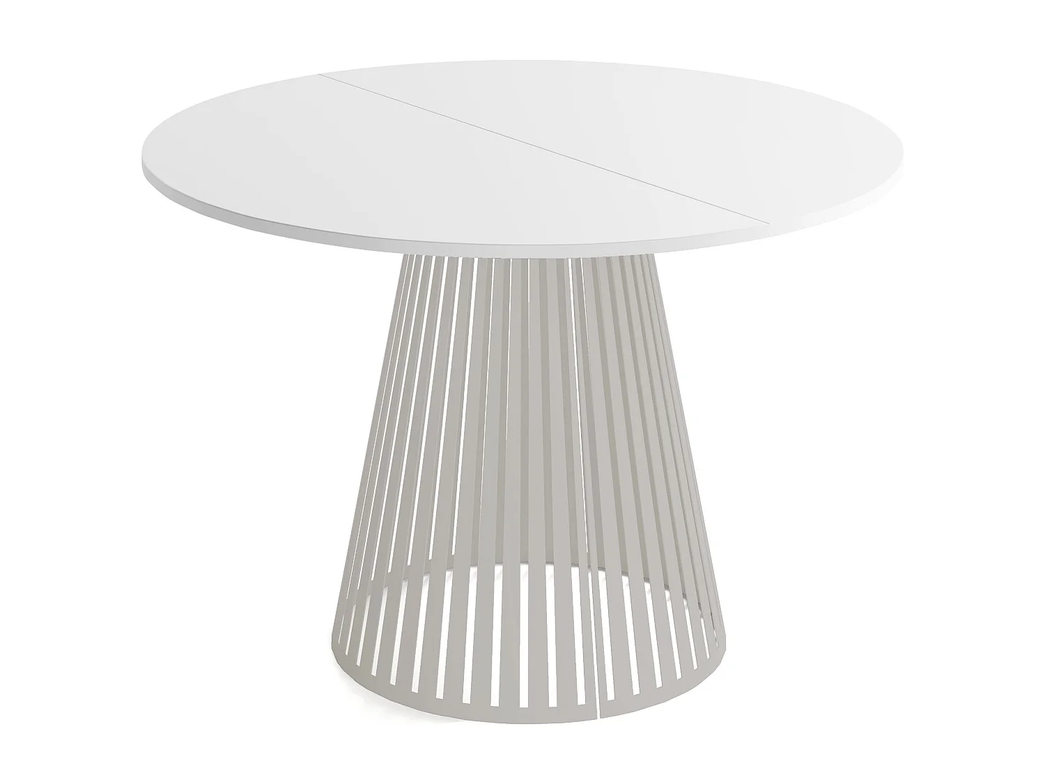 Esstisch Rund Ausziehbar mit Lamellen im Loft-Stil – 100 cm – Industrieller Tisch mit Metallbeinen in Grau-Beige, Platzsparend für Wohnzimmer Esszimmer – Weiß