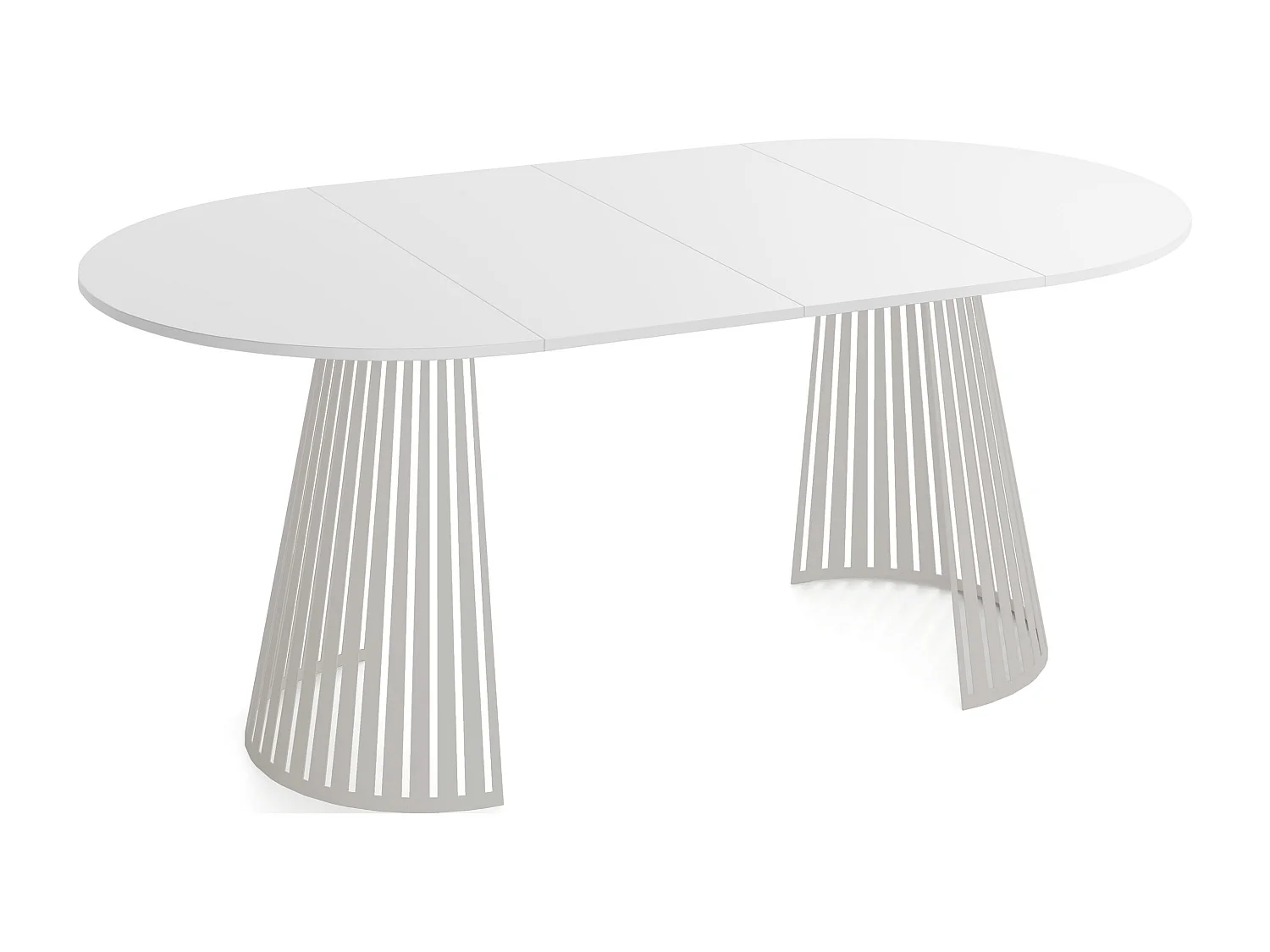 Esstisch Rund Ausziehbar mit Lamellen im Loft-Stil – 100 cm – Industrieller Tisch mit Metallbeinen in Grau-Beige, Platzsparend für Wohnzimmer Esszimmer – Weiß