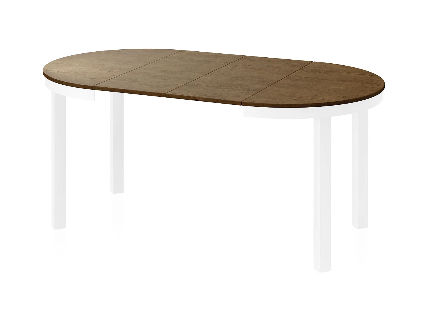 Table à Manger Ronde Extensible avec Pieds Métalliques Blancs – Table Industrielle – Table Gain de Place pour Salon ou Cuisine – 100 cm à 180 cm – Chêne Lefkas