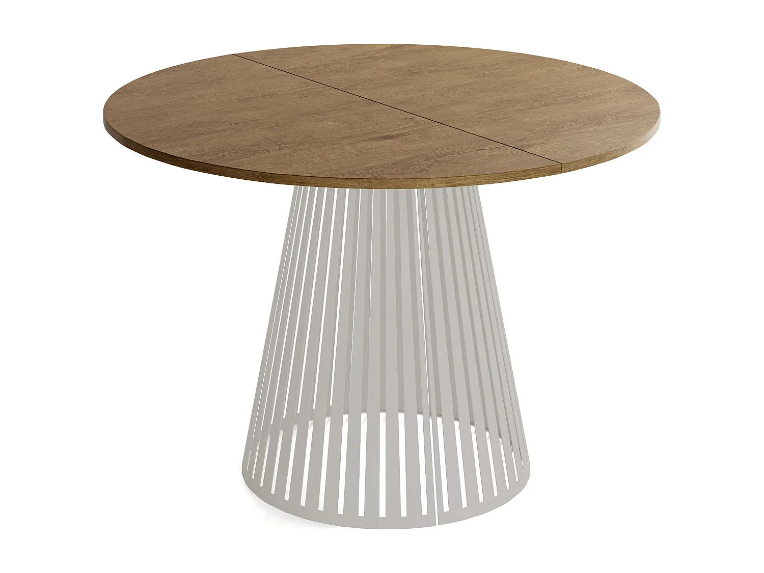 Esstisch Rund Ausziehbar mit Lamellen im Loft-Stil – 100 cm – Industrieller Tisch mit Metallbeinen in Grau-Beige, Platzsparend für Wohnzimmer Esszimmer – Braun