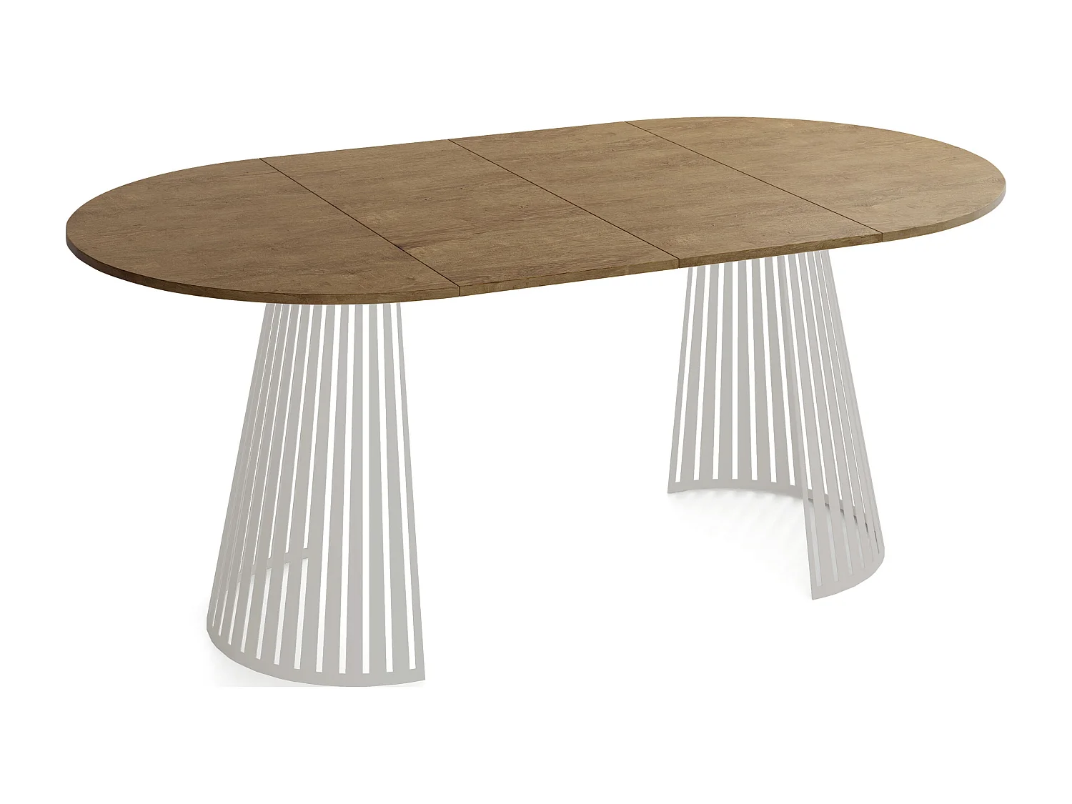 Esstisch Rund Ausziehbar mit Lamellen im Loft-Stil – 100 cm – Industrieller Tisch mit Metallbeinen in Grau-Beige, Platzsparend für Wohnzimmer Esszimmer – Braun