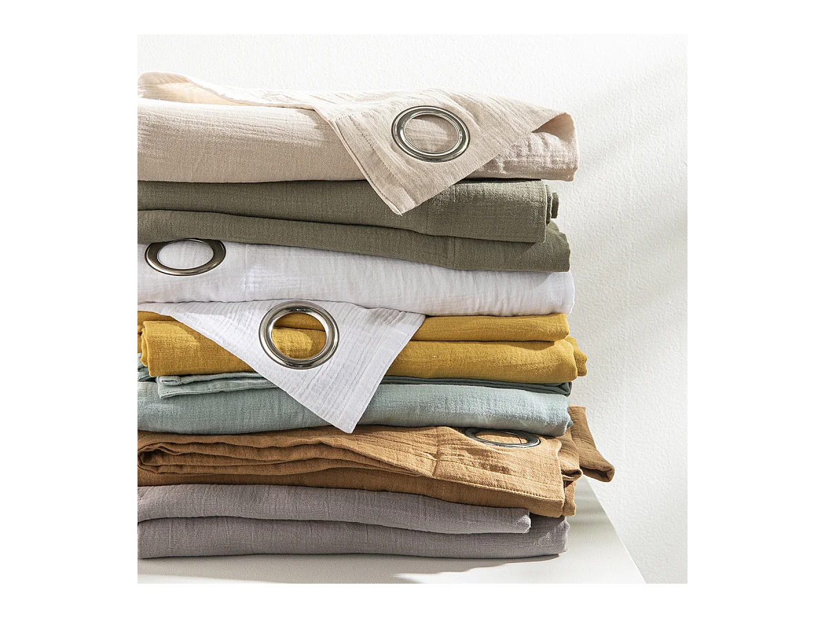 Rideau uni en gaze de coton oeillets à l'unité 140x260cm rose