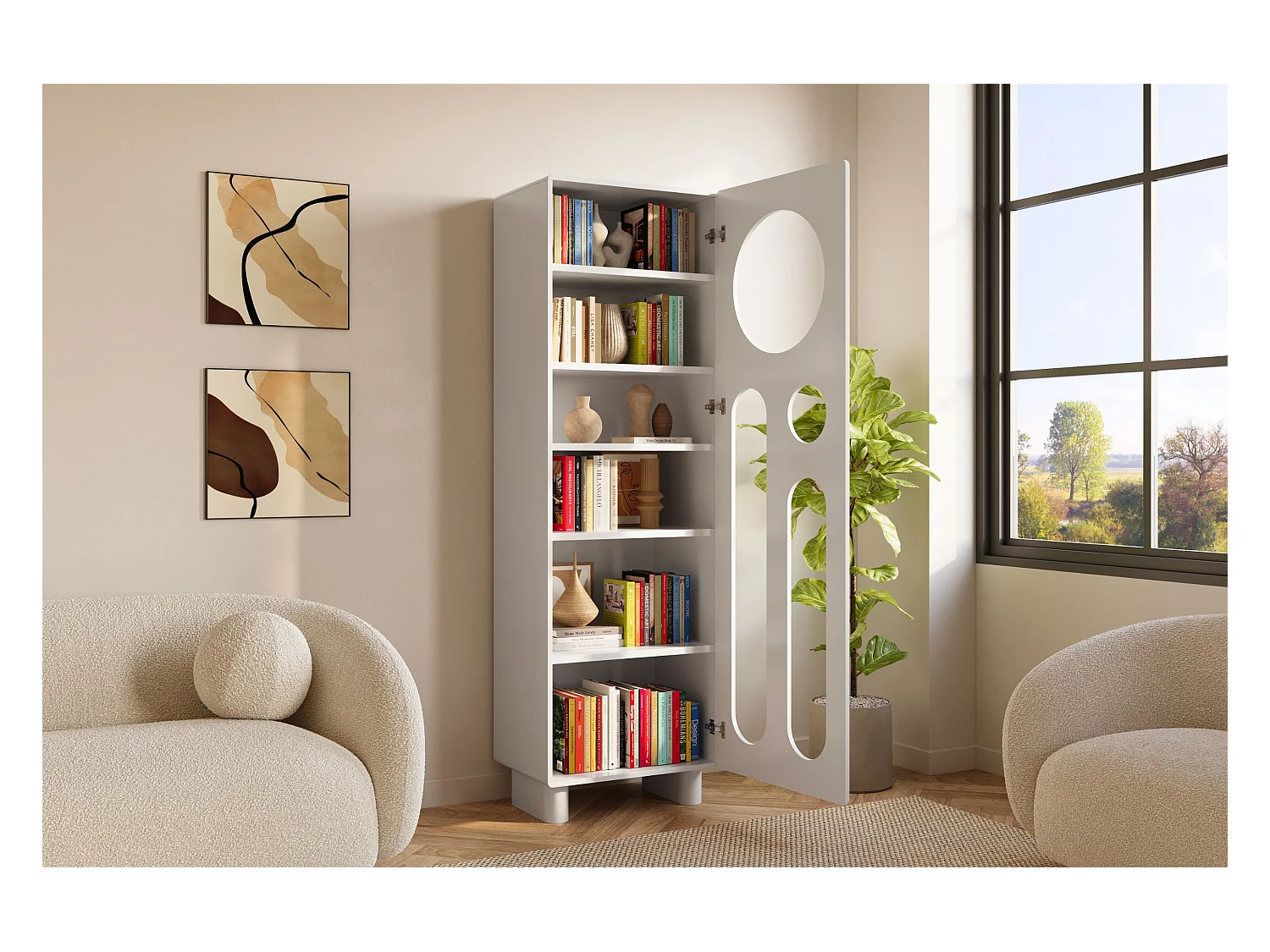 Nowoczesny regał z ażurowymi frontami Skandica OKO / szer. 60 cm