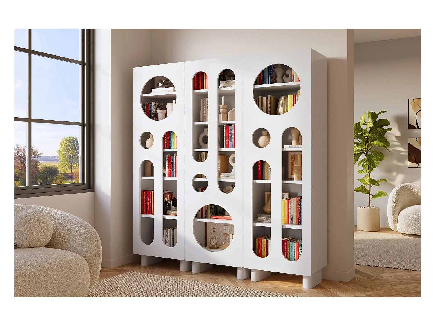 Nowoczesny regał z ażurowymi frontami Skandica OKO / szer. 60 cm