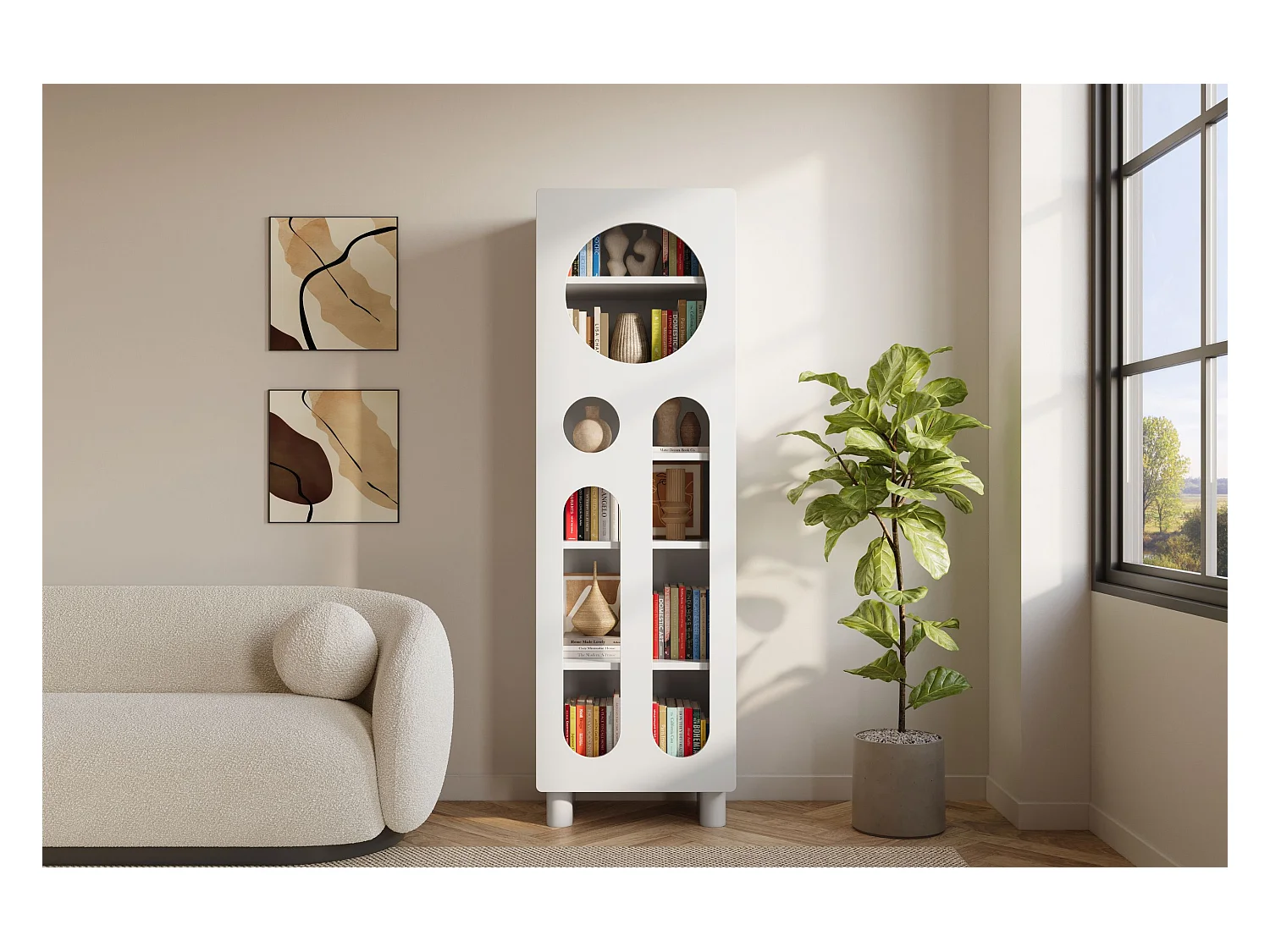 Étagère moderne avec portes ajourées Skandica OKO – largeur 60 cm