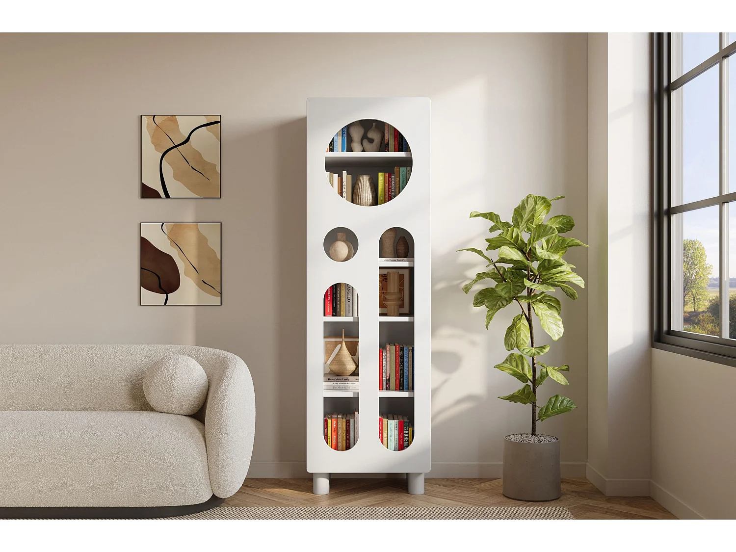 Bücherregal Oko, weiß, 6 fächern, 192 cm