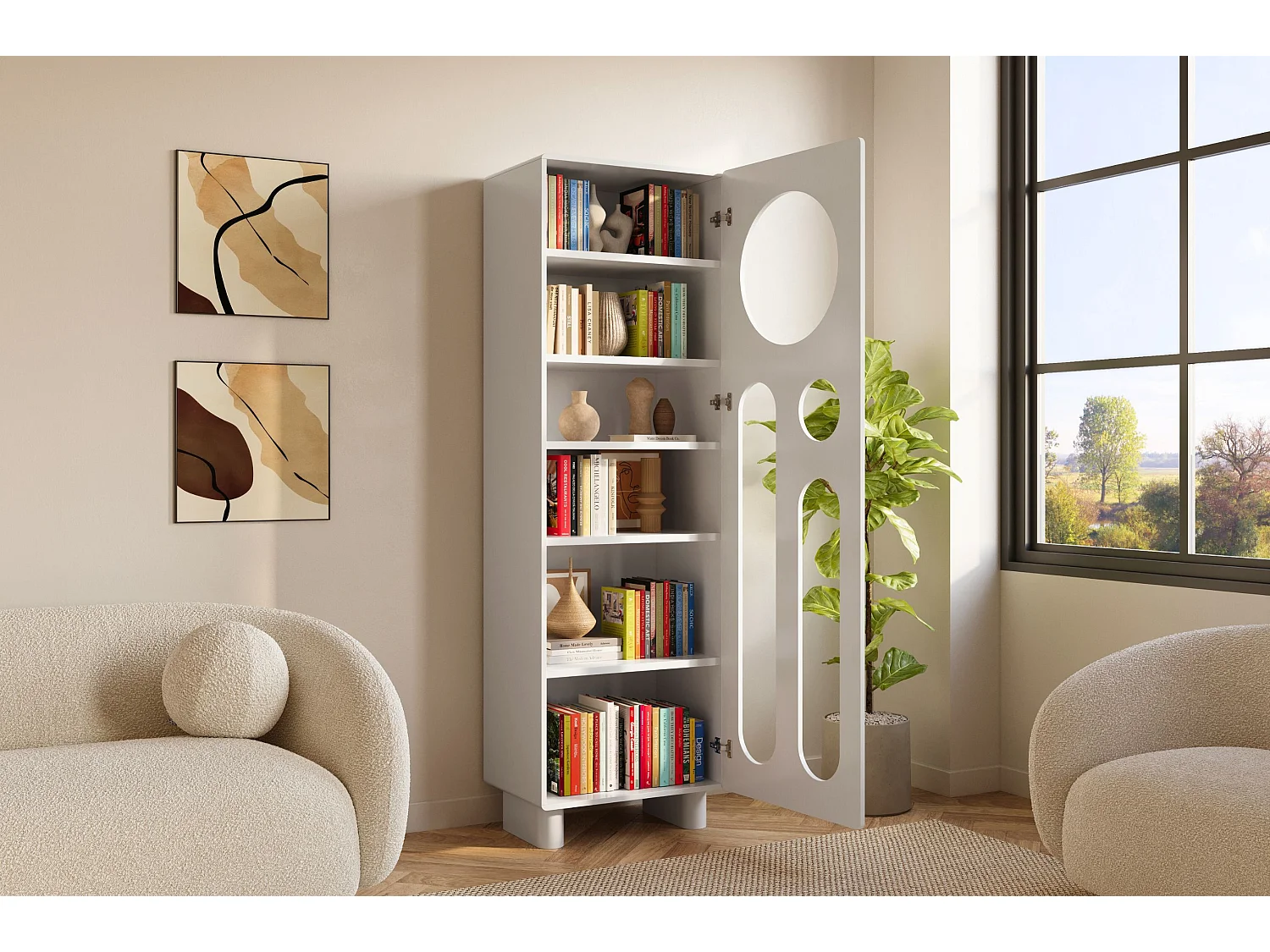 Bücherregal Oko, weiß, 6 fächern, 192 cm