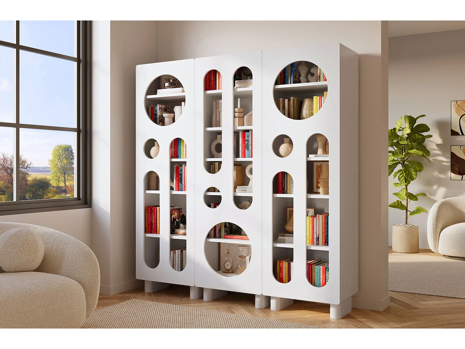 Bücherregal Oko, weiß, 6 fächern, 192 cm